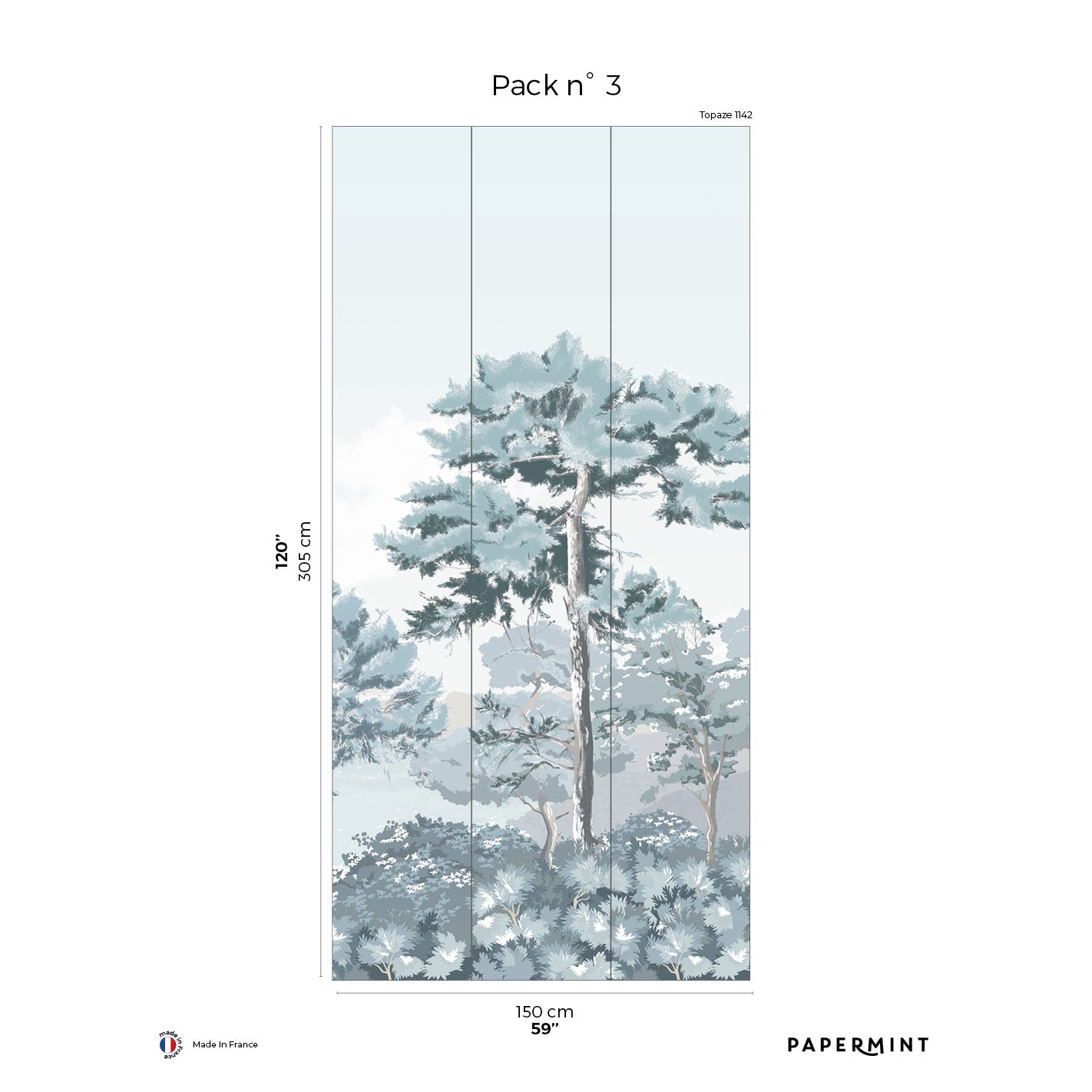 Veer Decor Quiberon Pack 3 in Blue Wall Mural Nature Mural Blue Mural - 8184-CR1-C