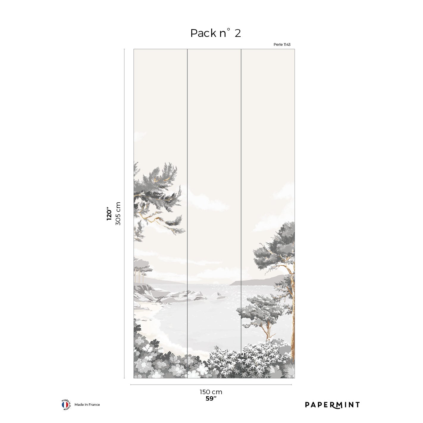 Veer Decor Quiberon Pack 2 in White Wall Mural Nature Mural White Mural - 8184-CR2-B