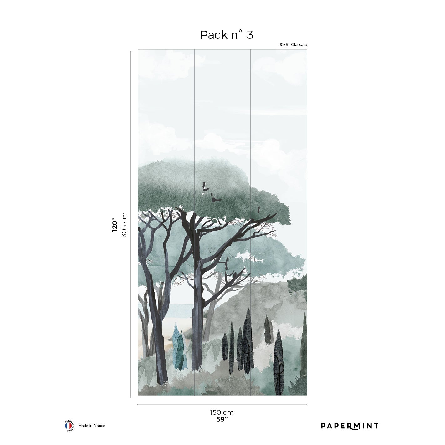 Veer Decor Riviera La Spiagga Pack 3 in Green Wall Mural Coastal Mural Green Mural - 8184-CT2-C