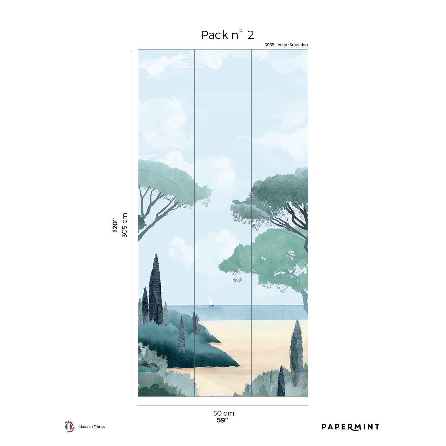 Veer Decor Riviera La Spiagga Pack 2 in Blue Wall Mural Coastal Mural Blue Mural - 8184-CT3-B