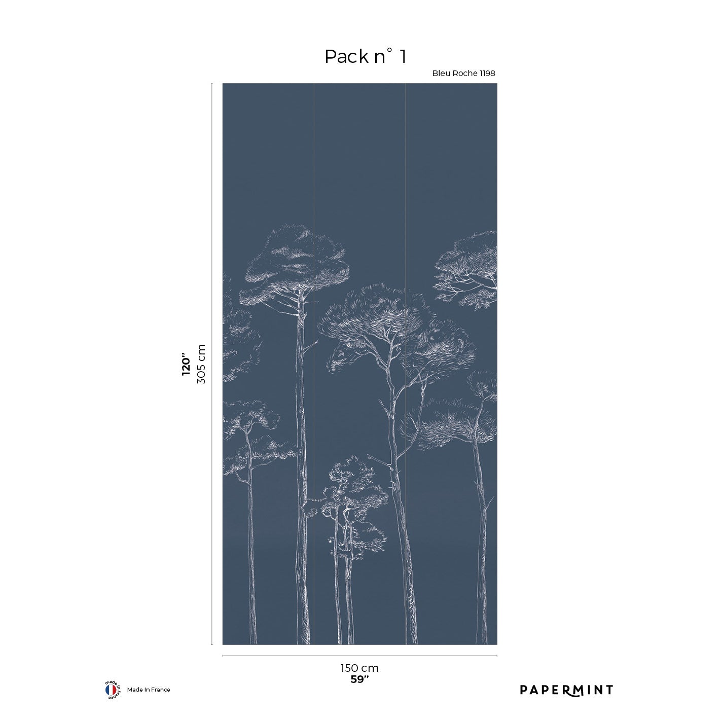 Veer Decor Under the Pines Pack 1 in Blue Wall Mural Nature Mural Blue Mural - 8184-CY1-A