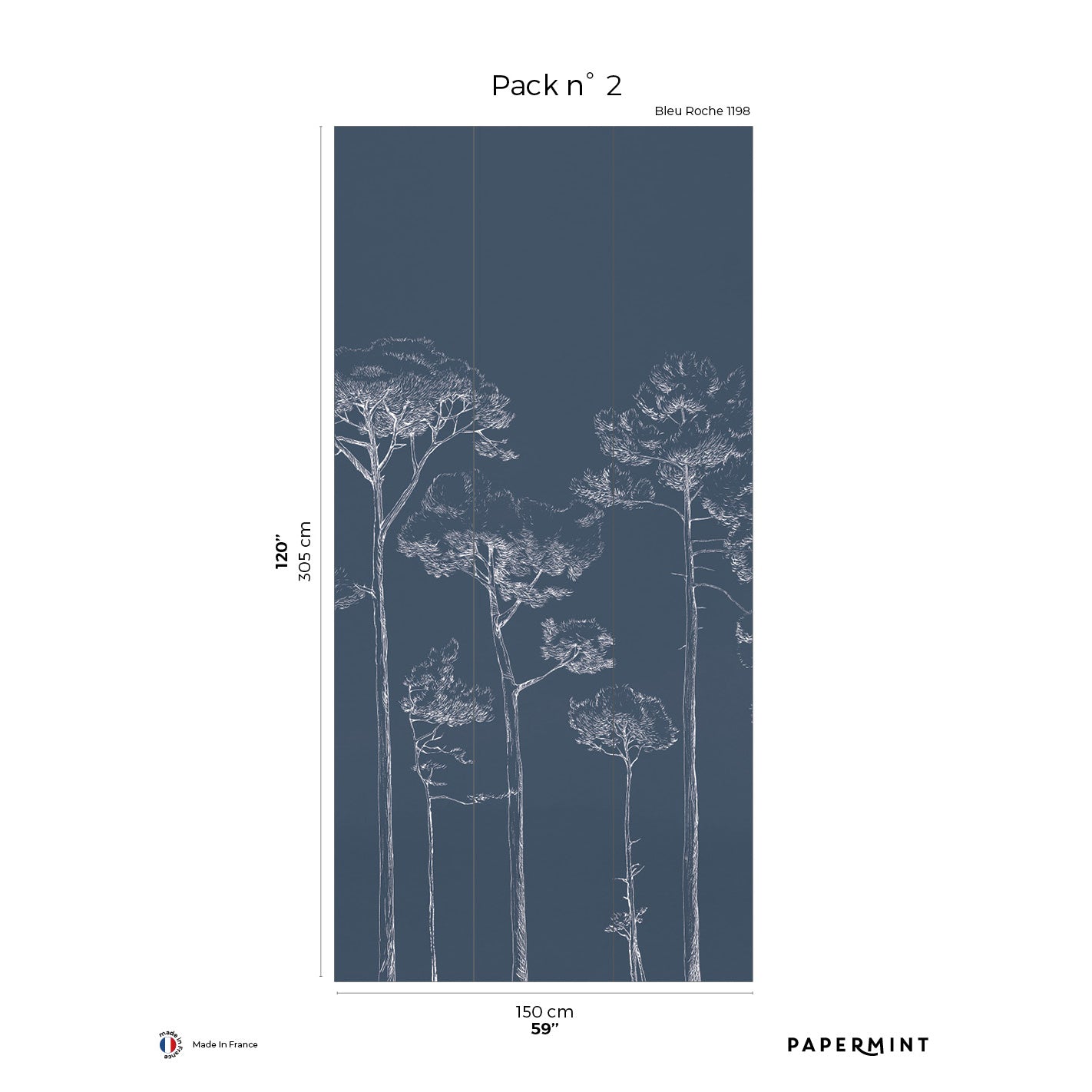 Veer Decor Under the Pines Pack 2 in Blue Wall Mural Nature Mural Blue Mural - 8184-CY1-B
