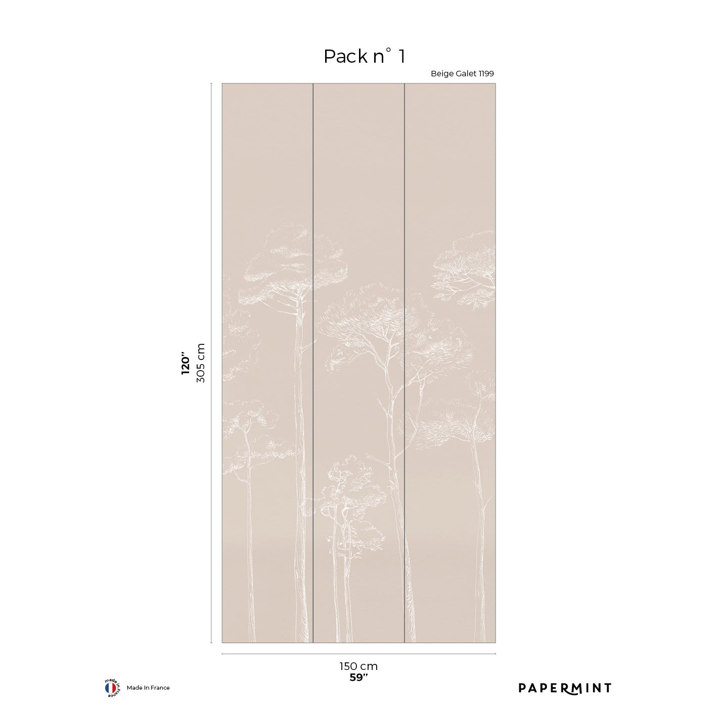 Veer Decor Under the Pines Pack 1 in Beige Wall Mural Nature Mural Beige Mural - 8184-CY2-A