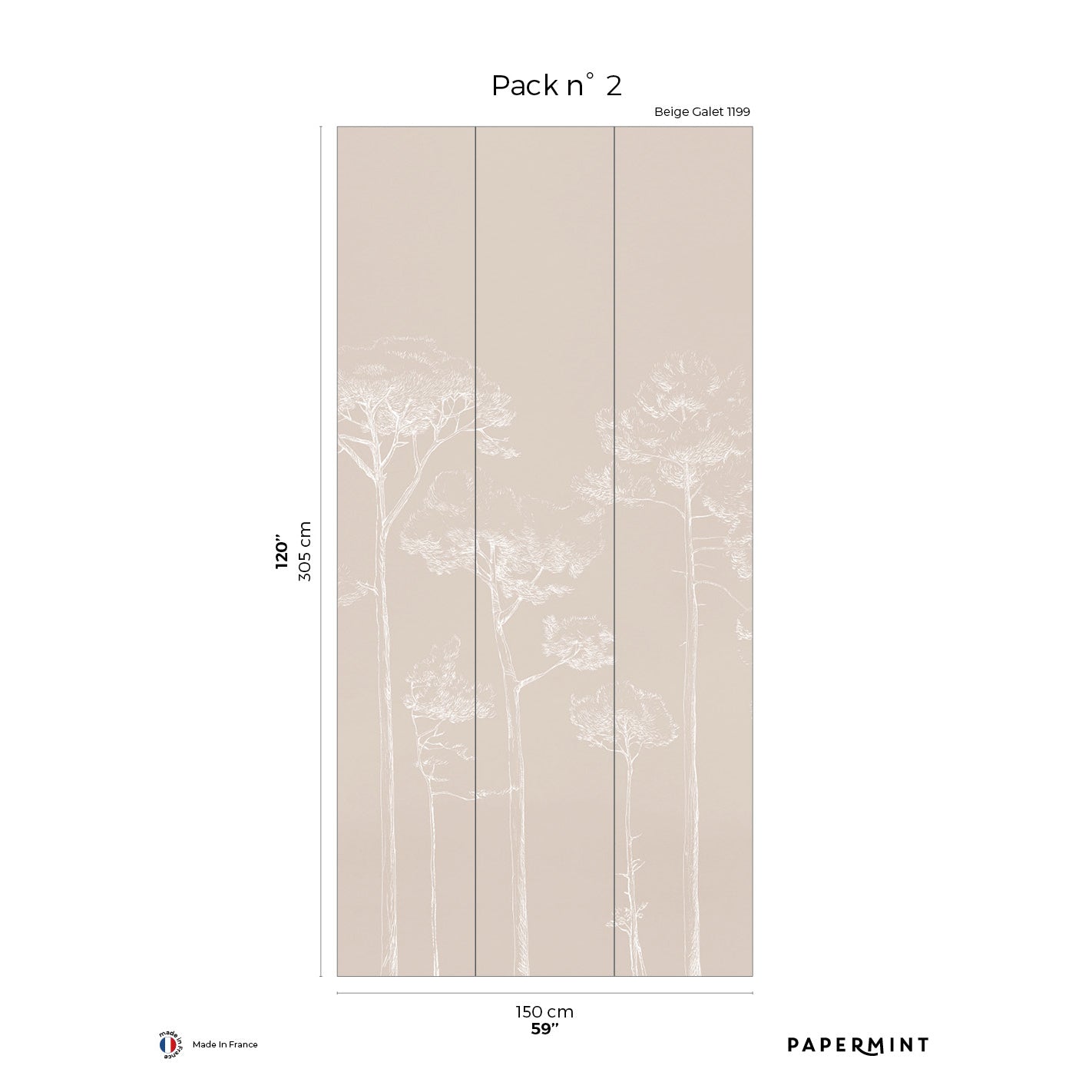 Veer Decor Under the Pines Pack 2 in Beige Wall Mural Nature Mural Beige Mural - 8184-CY2-B