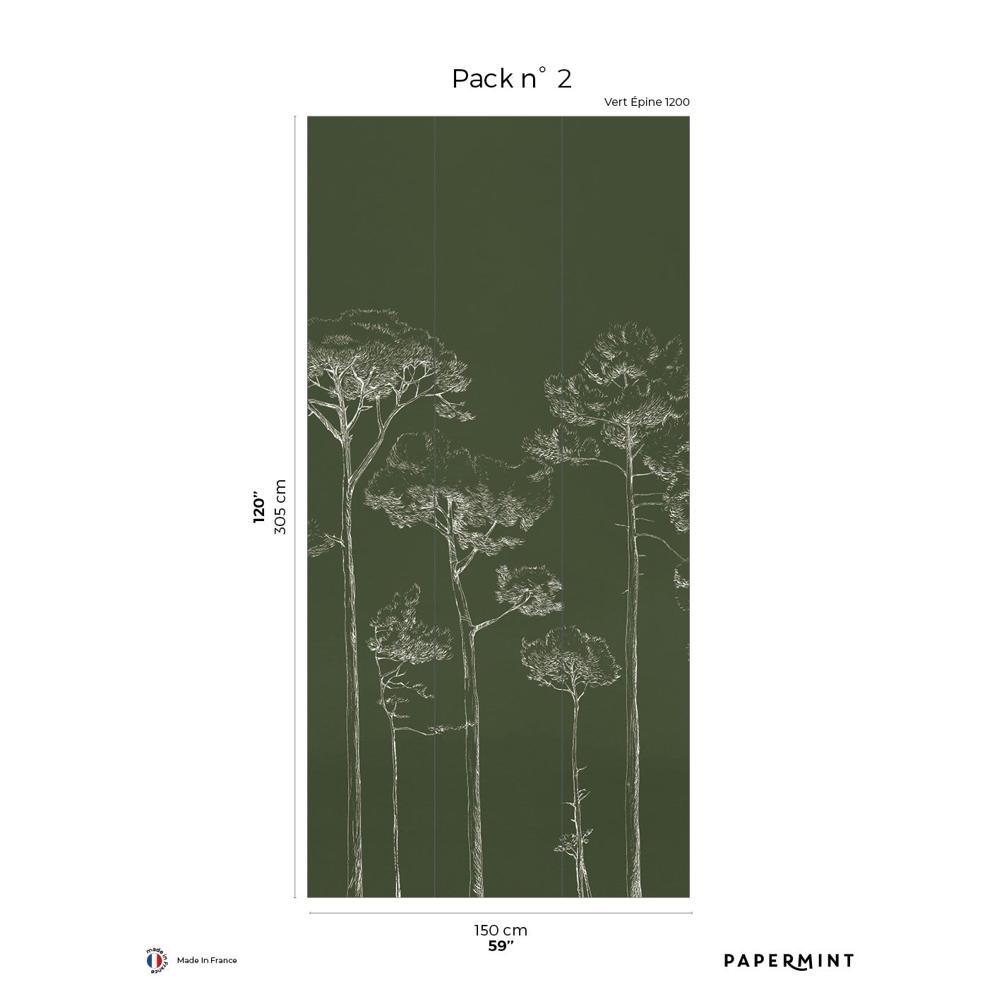 Veer Decor Under the Pines Pack 2 in Green Wall Mural Nature Mural Green Mural - 8184-CY3-B