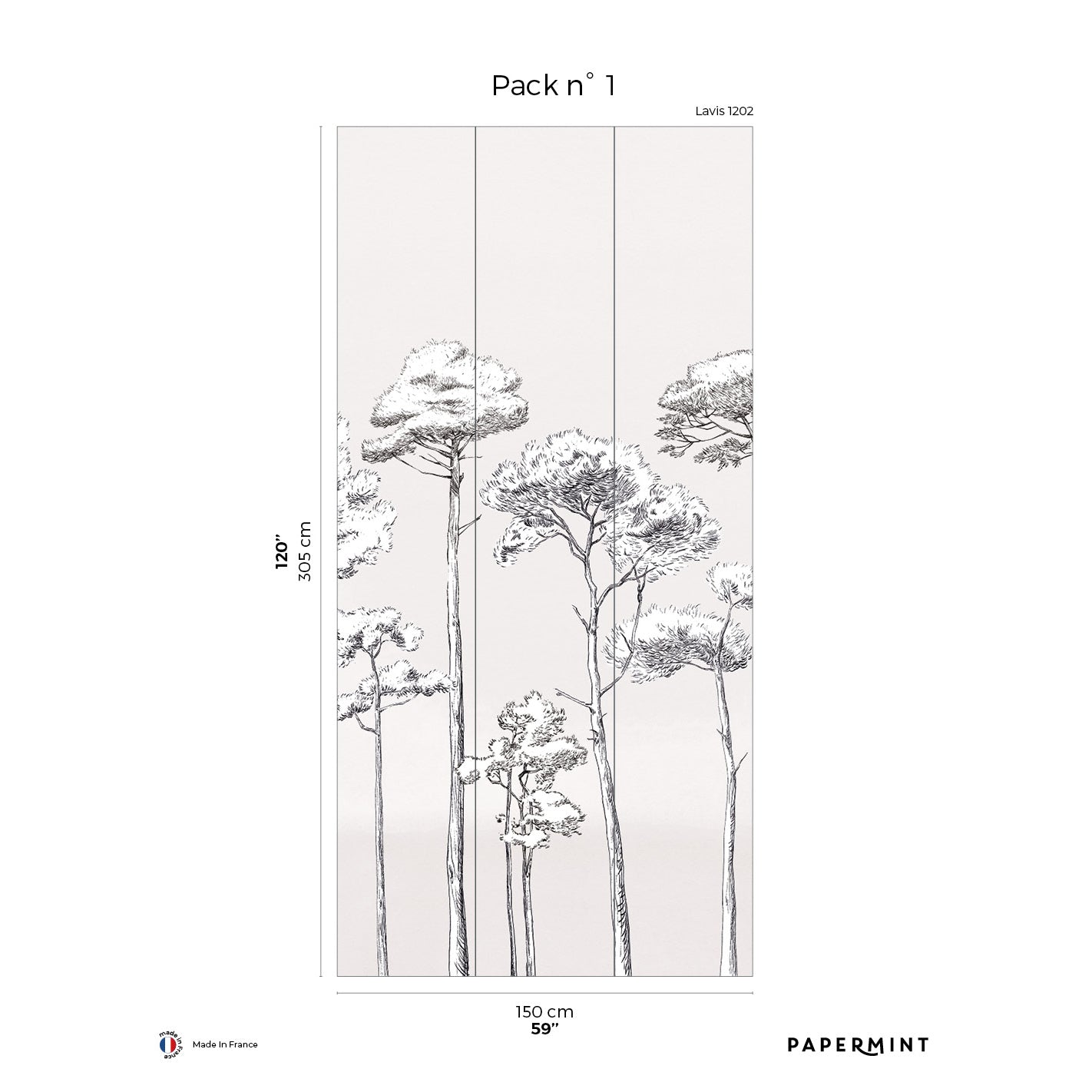 Veer Decor Under the Pines Pack 1 in White Wall Mural Nature Mural White Mural - 8184-CY5-A