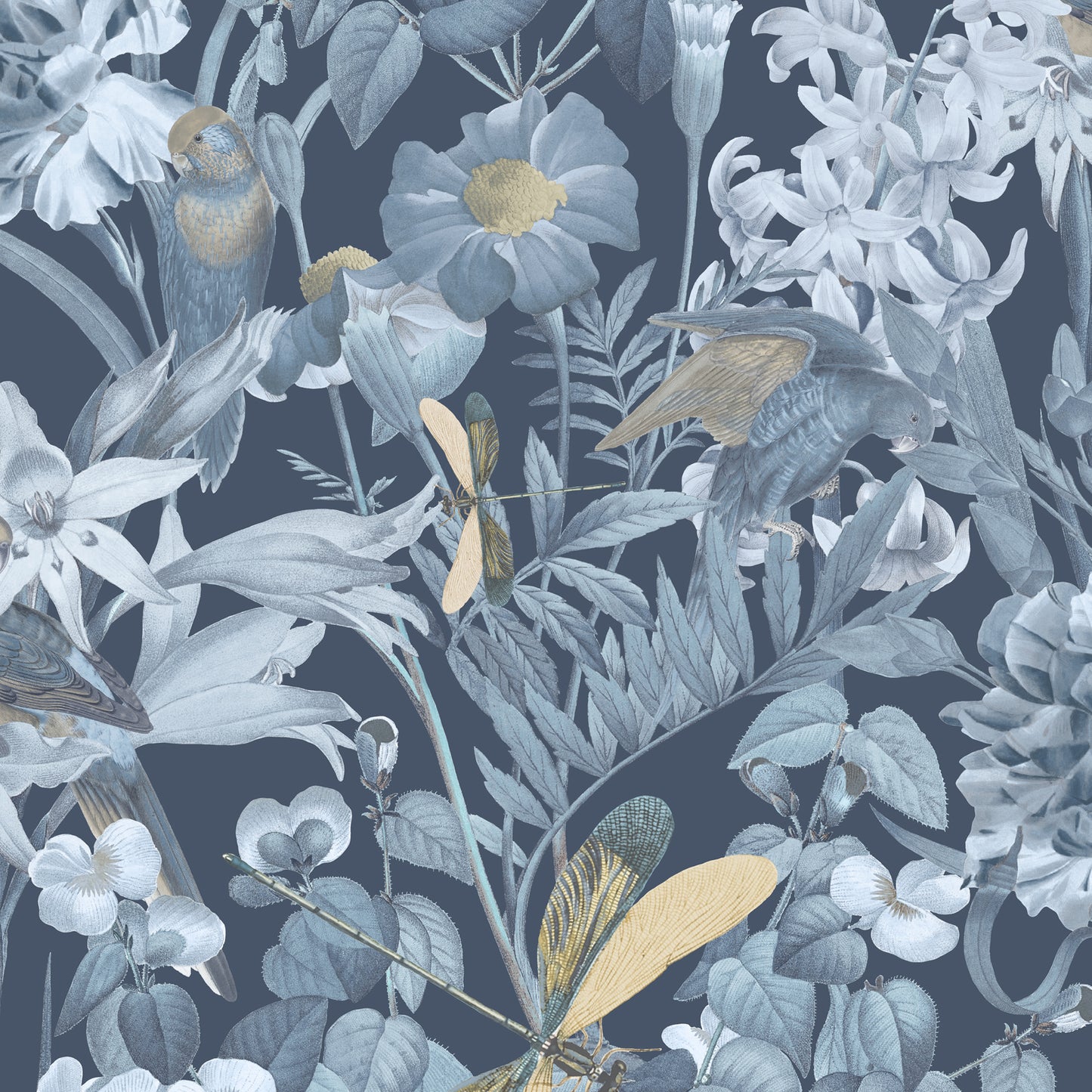 JF Fabrics -Wallpaper 8191 67 Wallpaper Blue, Teal, Silver, Yellow Non-Woven - 8932667 W9081