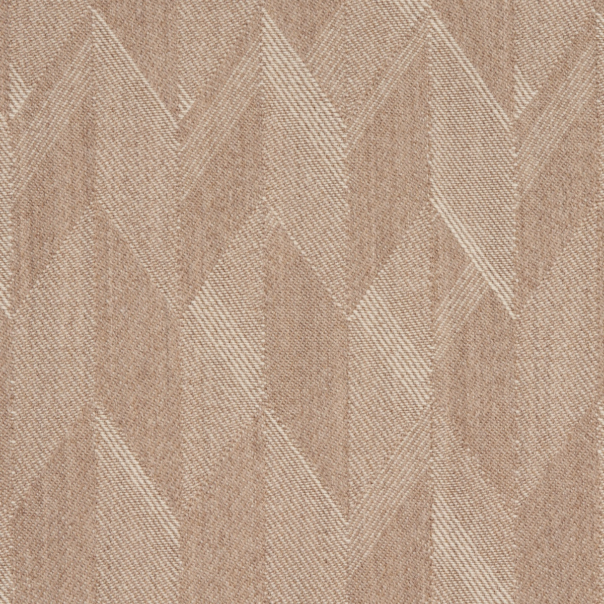 Beige jacquard fabric with subtle geometric chevron/triangle pattern and soft textured upholstery look.