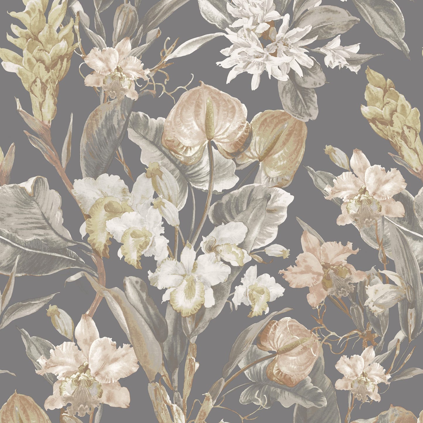 JF Fabrics -Wallpaper 8202 22 Wallpaper Charcoal, Mauve, Bronze, White Non-Woven - 9039522 W9321