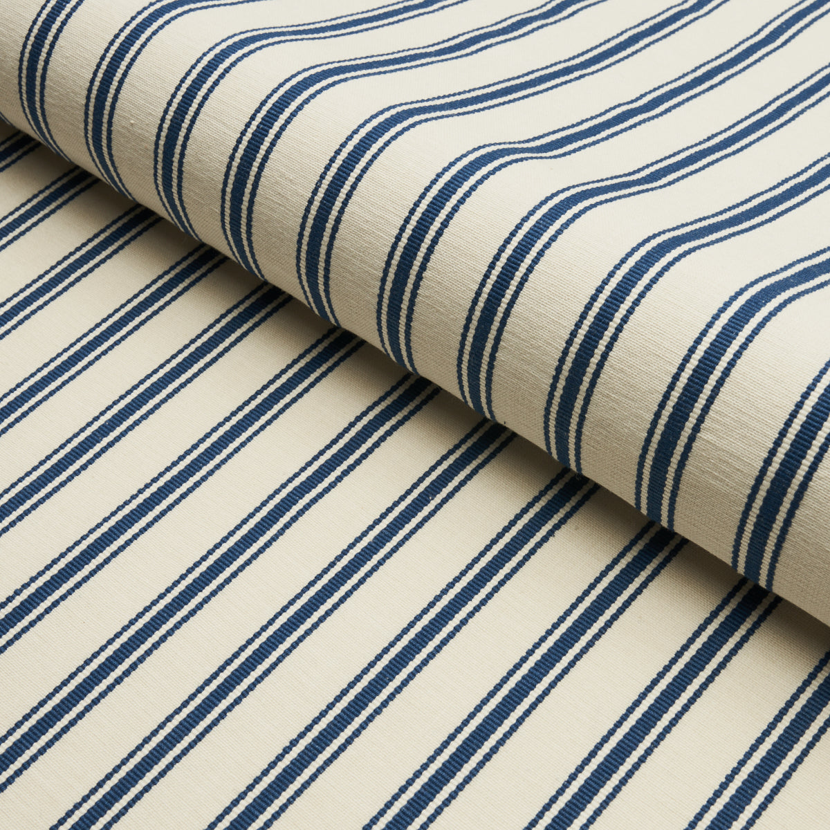 SCHUMACHER NEW TRADITIONAL: PROVEN??AL MARQUET TICKING STRIPE PATTERN WOVENS PATTERN WOVENS NAVY - 82200