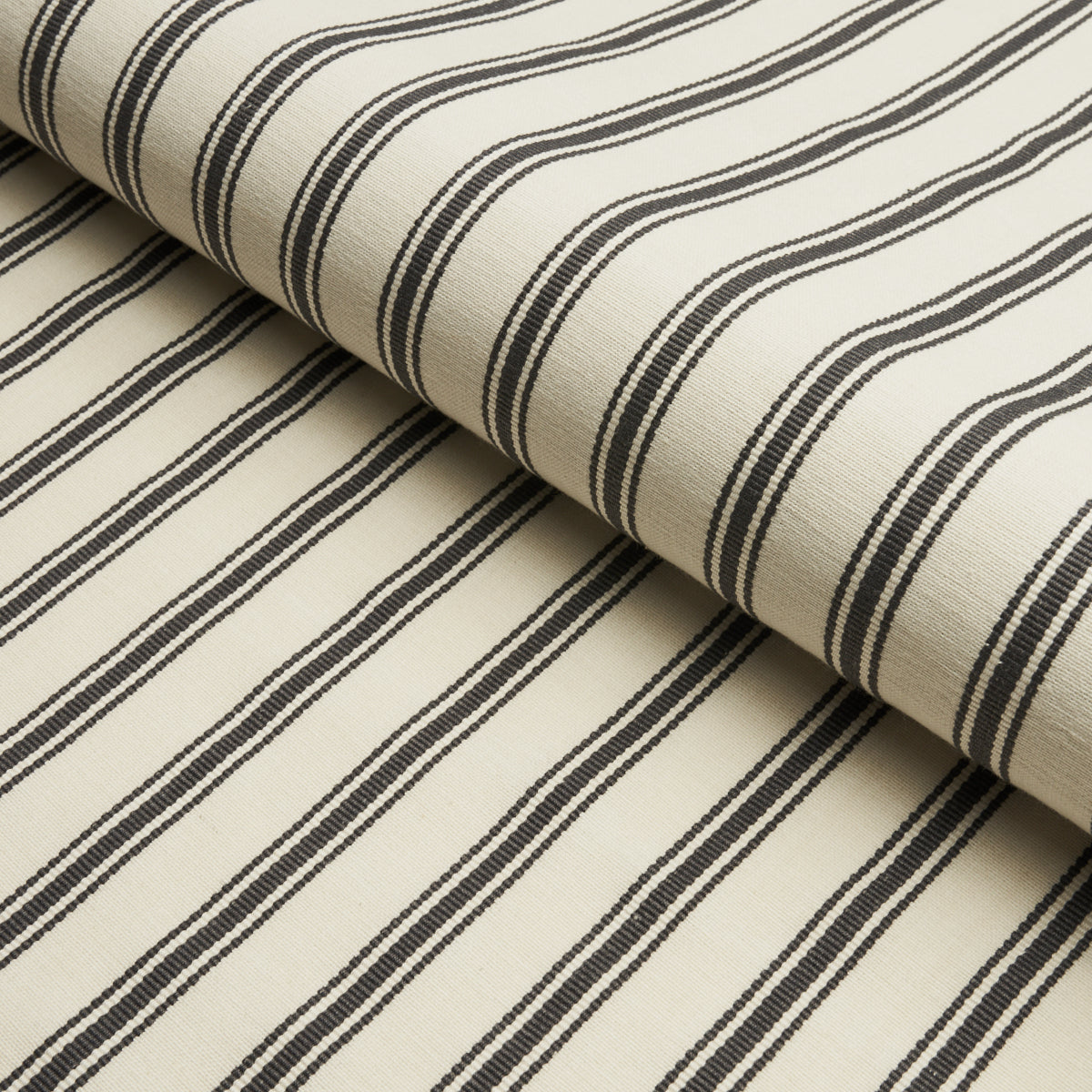 SCHUMACHER NEW TRADITIONAL: PROVEN??AL MARQUET TICKING STRIPE PATTERN WOVENS PATTERN WOVENS CARBON - 82201