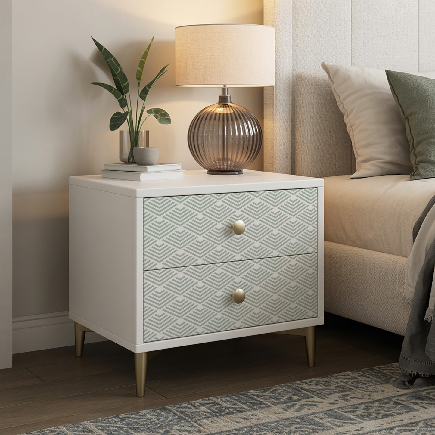 Veer Decor Geometric Chevron Diamond Green Peel and Stick Wallpaper Abstract Modern Green Wallpaper - 8228-AE3