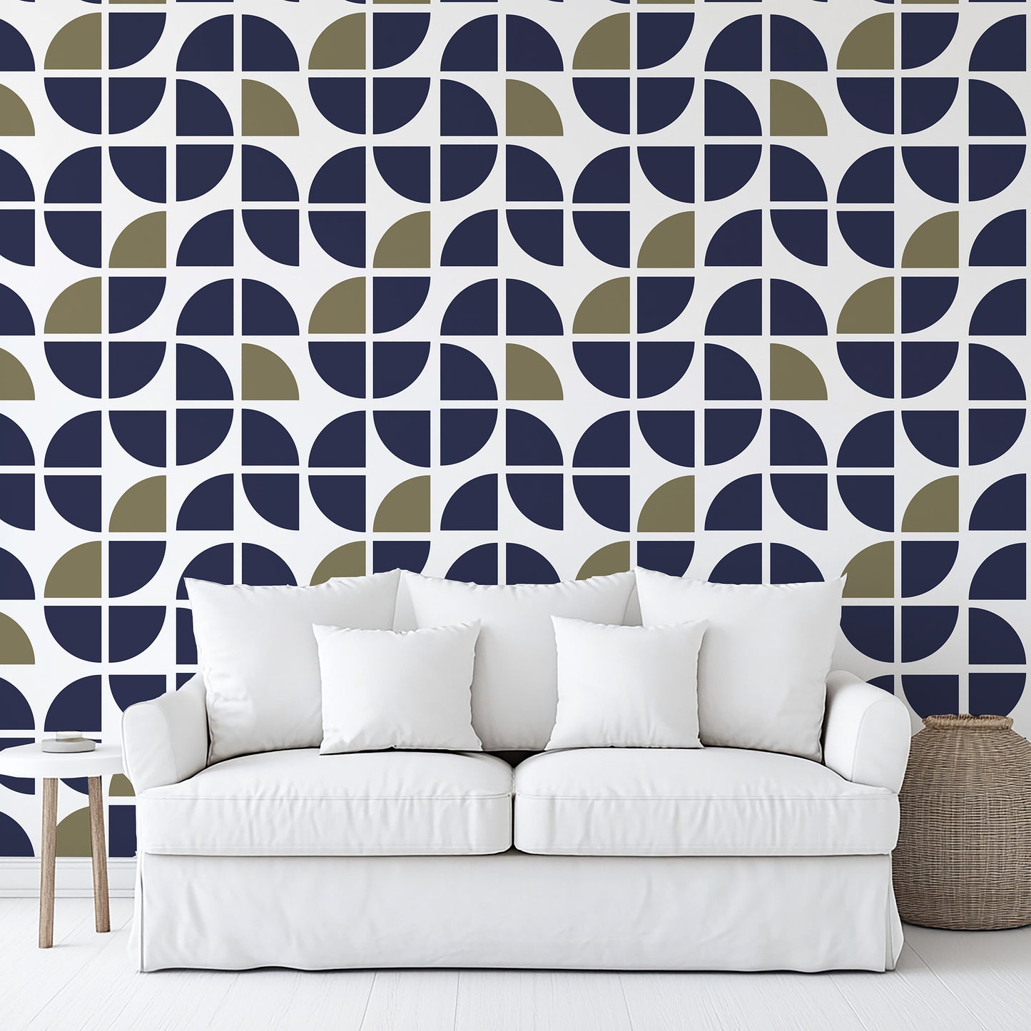 Veer Decor Mod Geo Crescents Navy Peel and Stick Wallpaper Abstract Modern Navy Wallpaper - 8228-AH1