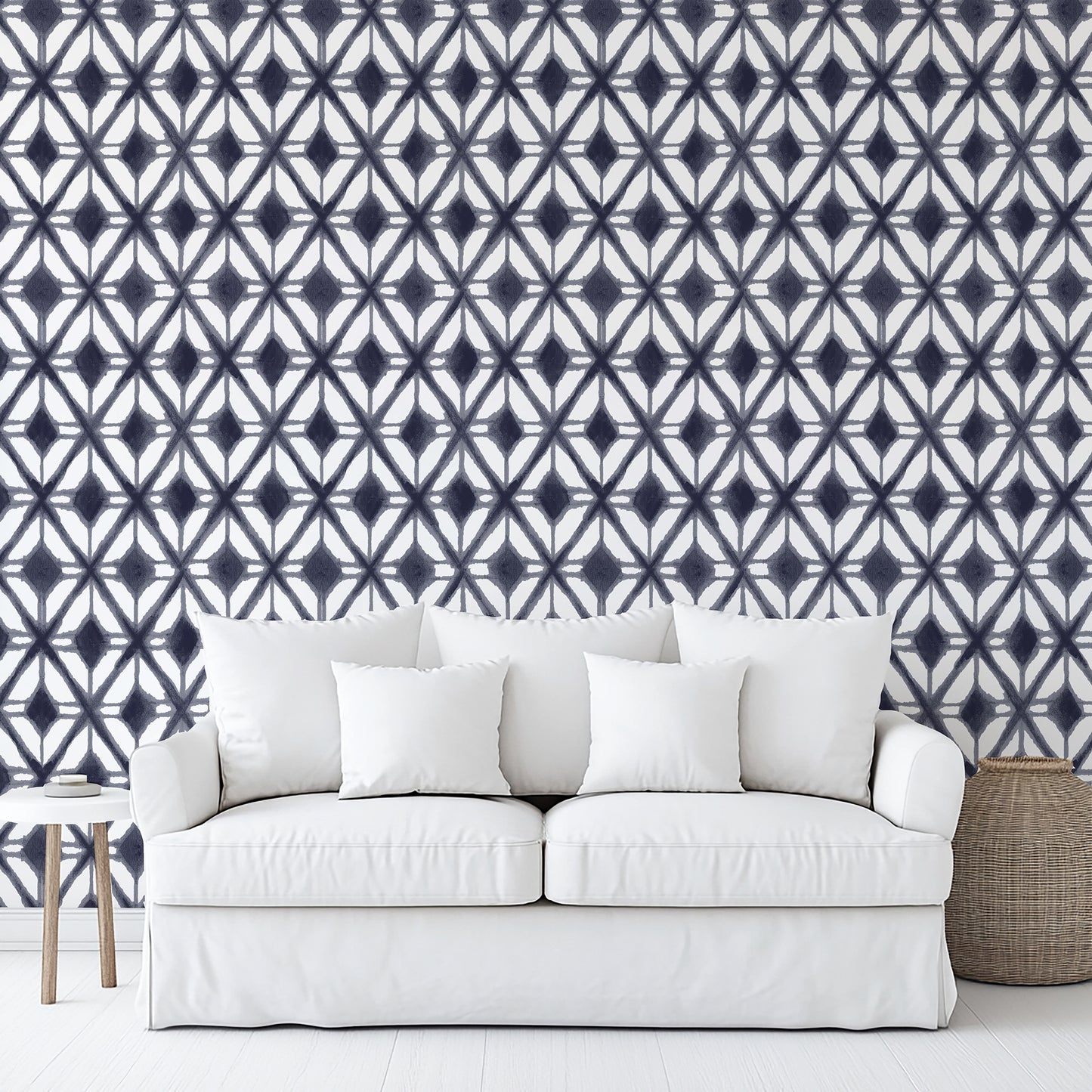 Veer Decor Shibori Geometric Navy Peel and Stick Wallpaper Abstract Modern Navy Wallpaper - 8228-AJ1