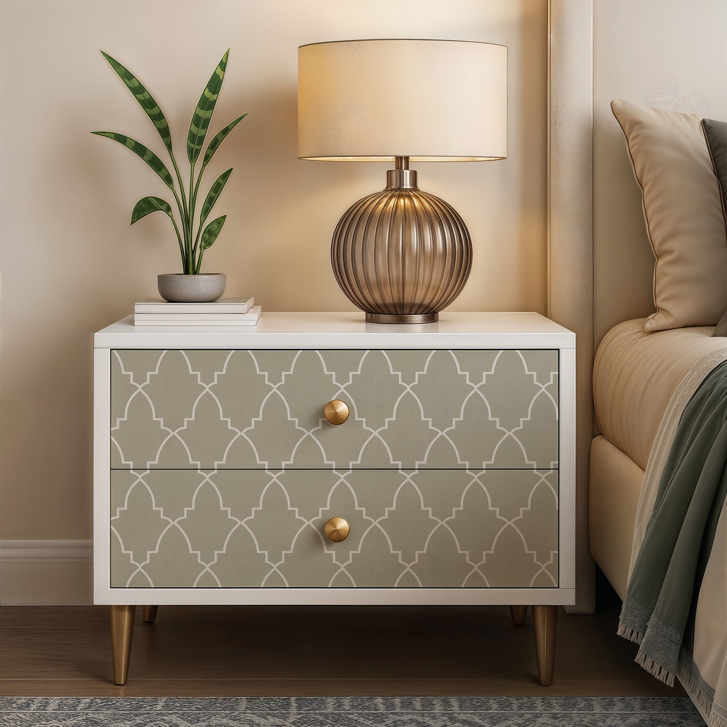 Veer Decor Medina Trellis Taupe Peel and Stick Wallpaper Abstract Modern Taupe Wallpaper - 8228-AO4