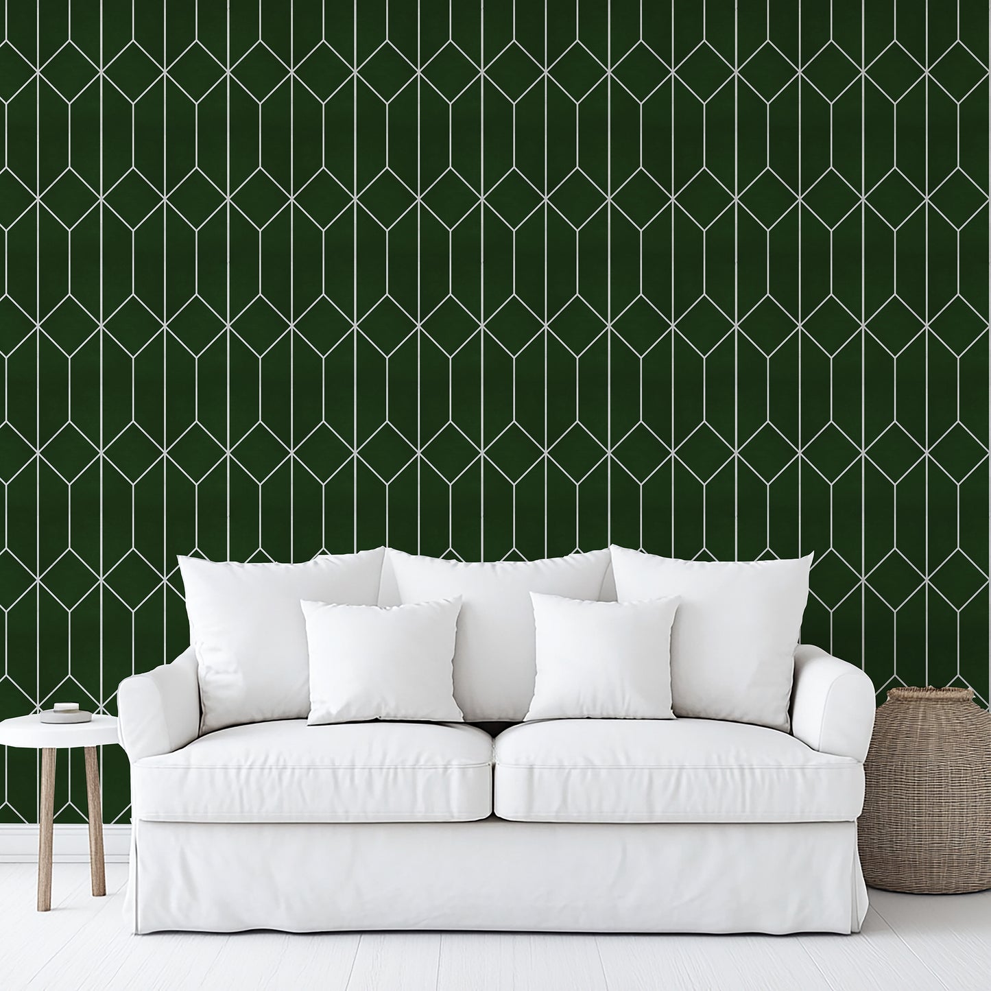 Veer Decor Diamond Trellis Green Peel and Stick Wallpaper Abstract Modern Green Wallpaper - 8228-AP1