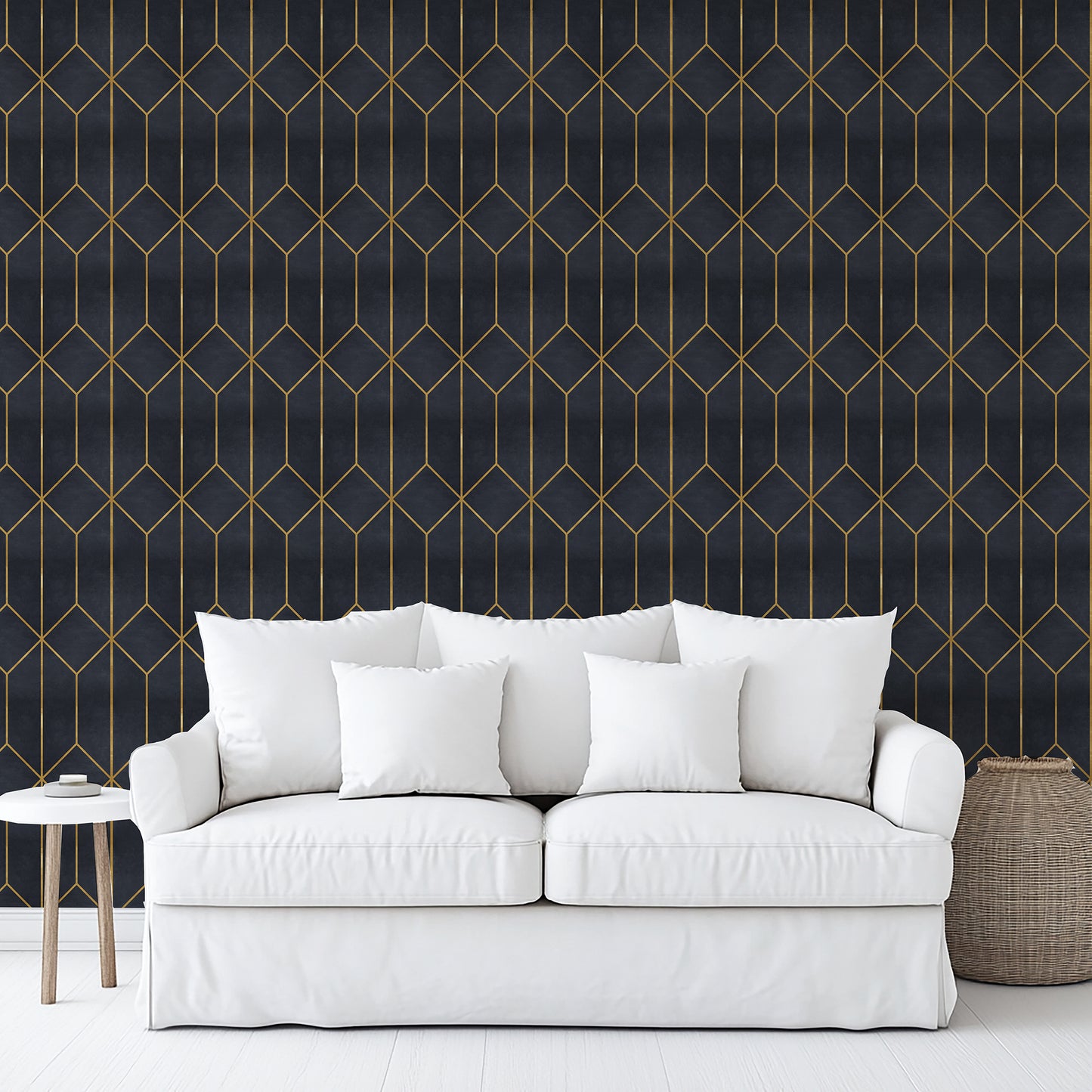 Veer Decor Diamond Trellis Navy Peel and Stick Wallpaper Abstract Modern Navy Wallpaper - 8228-AP3
