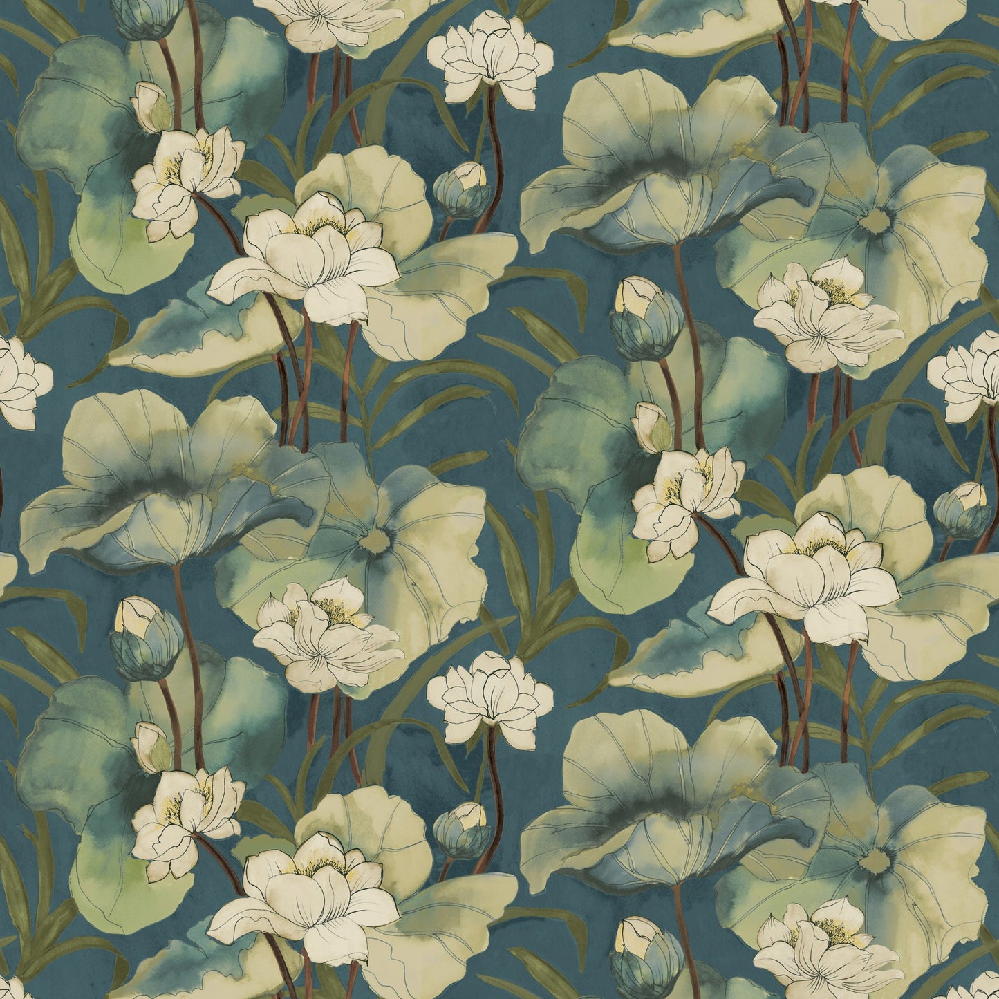 JF Fabrics -Wallpaper 8237 68 Wallpaper Blue, Teal, Green, Yellow Non-Woven - 9466668 W9441