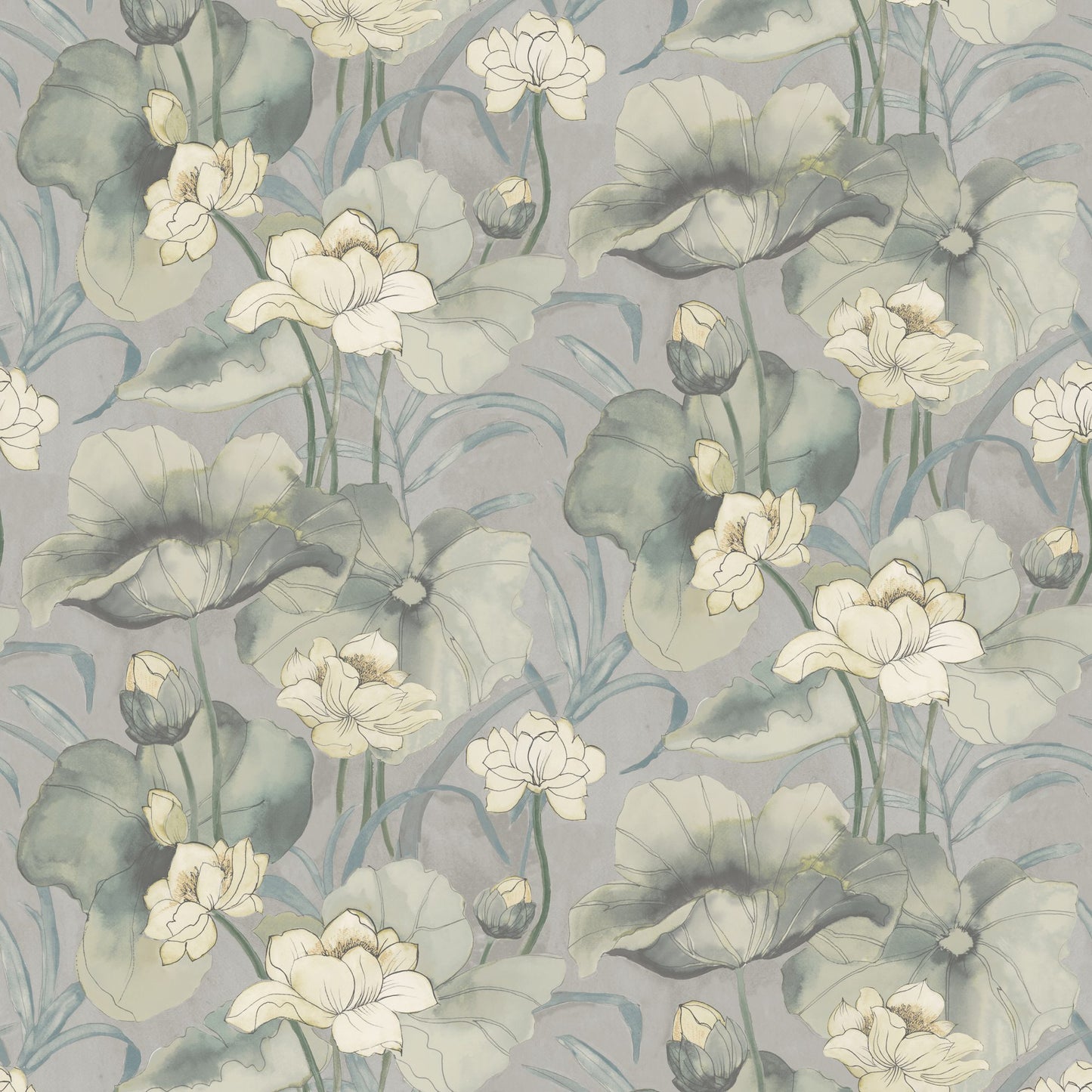 JF Fabrics -Wallpaper 8237 73 Wallpaper Green, Blue, Yellow Non-Woven - 9466673 W9441