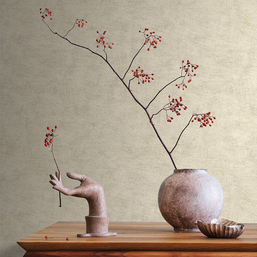 Veer Decor Pampas Plain Brushed Texture Ivory Wallpaper Abstract Modern, Contemporary, Traditional Beige Wallpaper - 8250-AA2