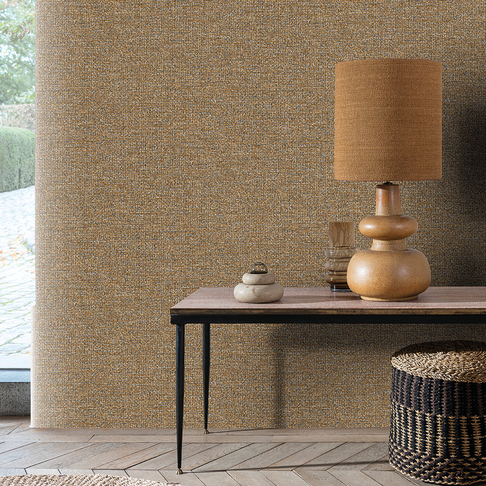 Veer Decor Bossanova Linen Texture Brown Wallpaper Abstract Transitional Blue Wallpaper - 8251-AC2