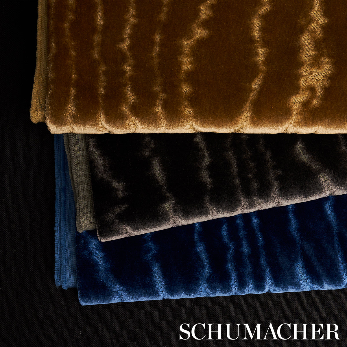 SCHUMACHER FABRIC REGINE MARISA MOIRE VELVET LAPIS - 82752