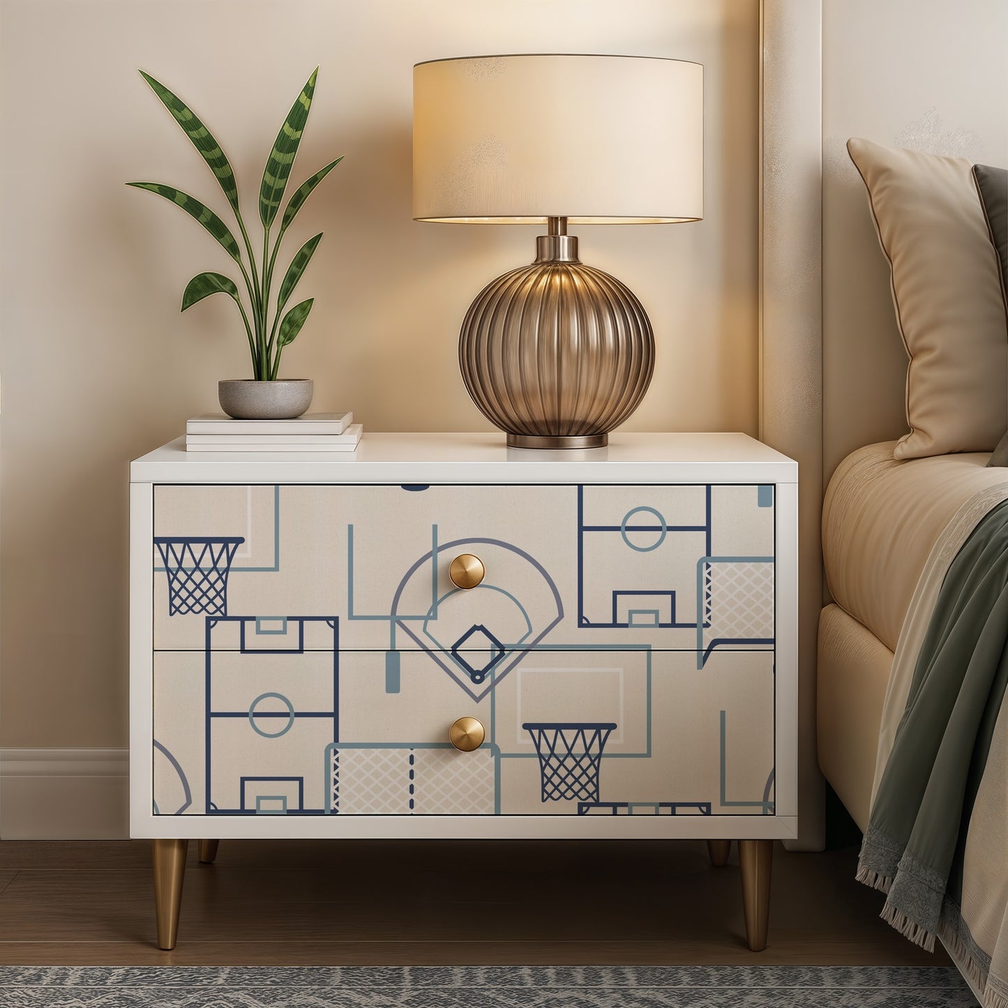 Veer Decor Sports Play Zone Blue Peel and Stick Wallpaper Children, Hobby, Sports Kids, Novelty Cream Wallpaper - 8335-AG1