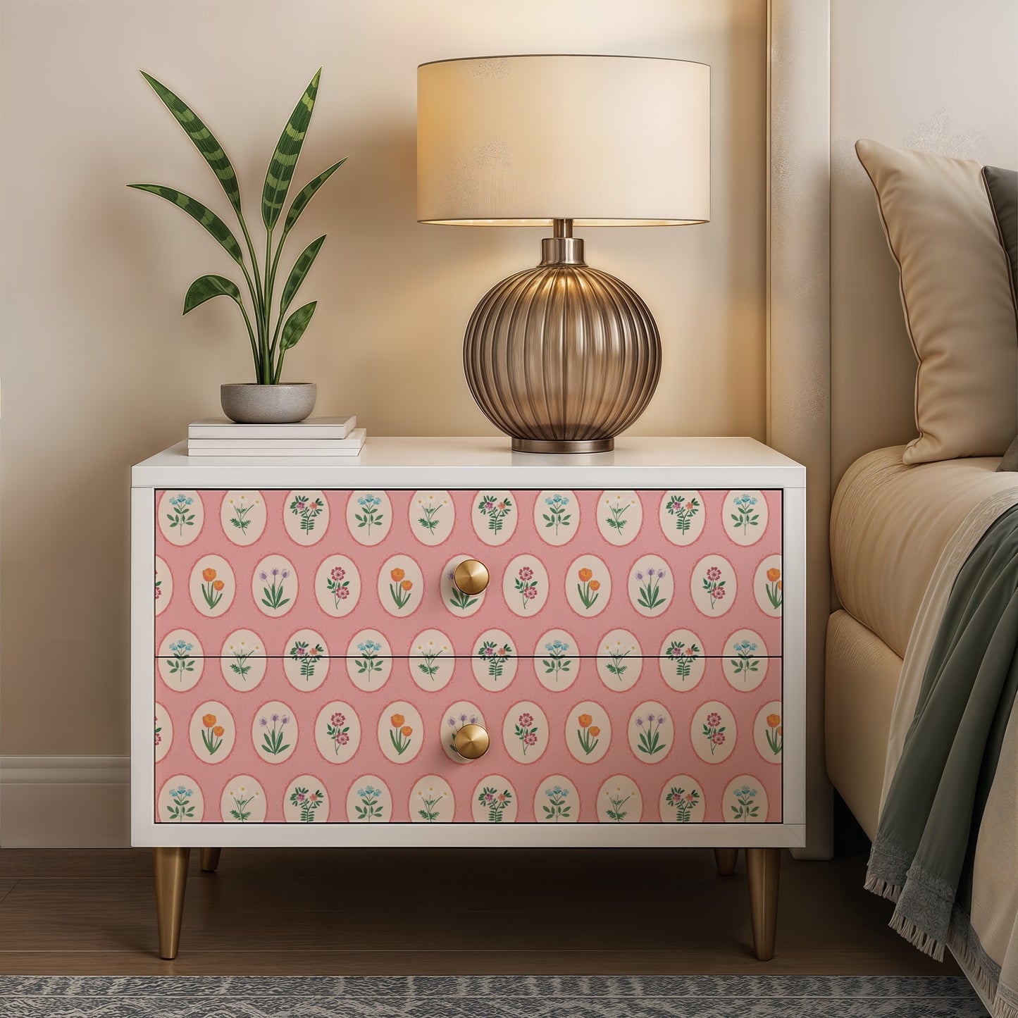 Veer Decor Heirloom Floral Medallions Pink Peel and Stick Wallpaper Floral Kids, Novelty Pink Wallpaper - 8335-AI2