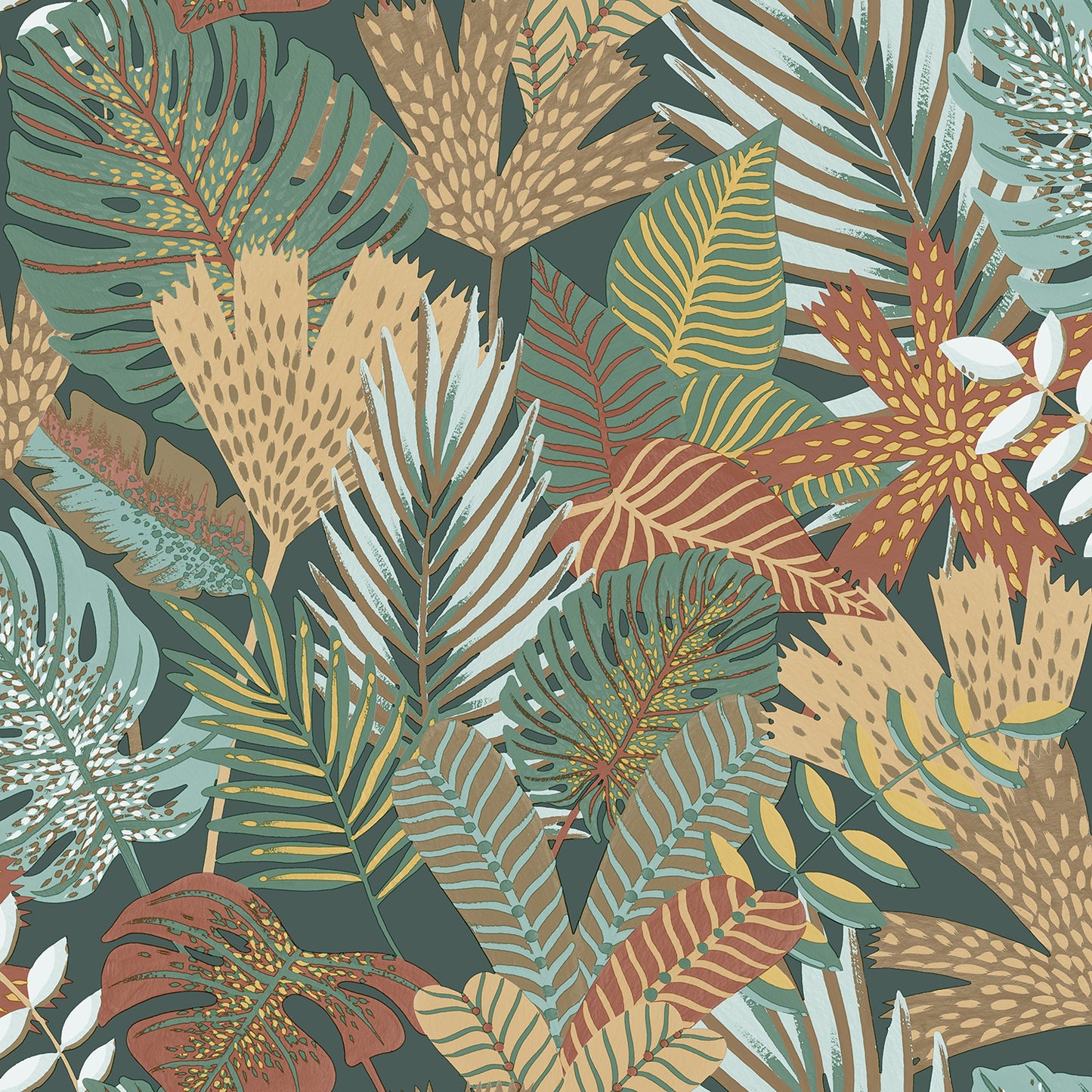 VEER DECOR Jungle Canopy Green Peel & Stick Wallpaper Tropical Transitional Green Wallpaper - 8375-AC3