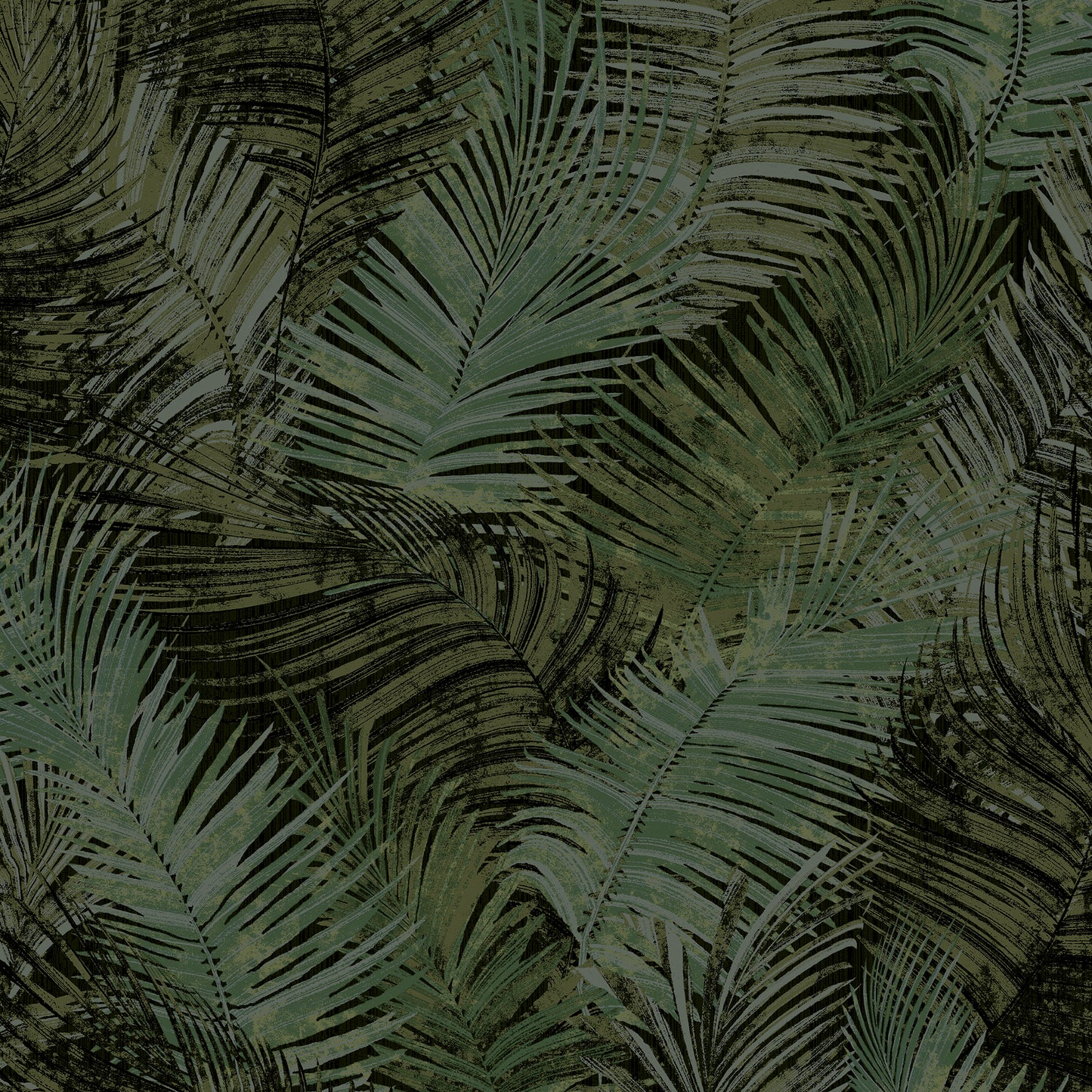 VEER DECOR Palm Haven Olive Peel & Stick Wallpaper Tropical Transitional Olive, Black Wallpaper - 8375-AE2