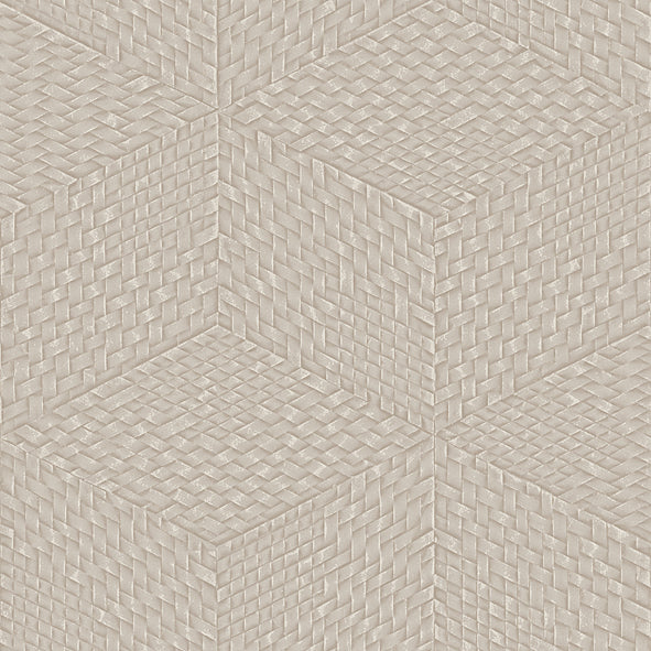 VEER DECOR Wicker Cube Taupe Wallpaper Geometrics Contemporary Taupe Wallpaper - 8385-AE4