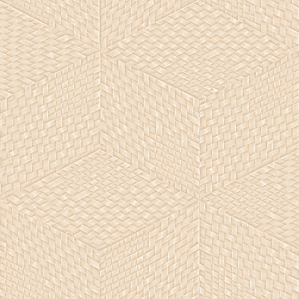 VEER DECOR Wicker Cube Tan Wallpaper Geometrics Contemporary Tan Wallpaper - 8385-AE5