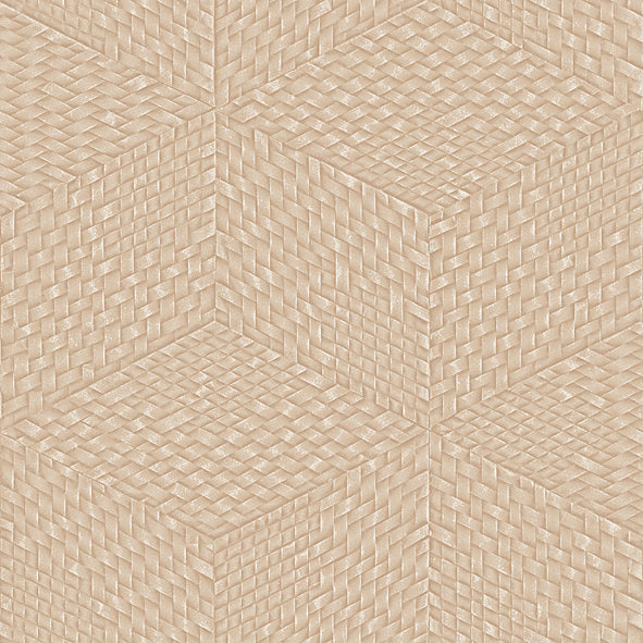 VEER DECOR Wicker Cube Gold Wallpaper Geometrics Contemporary Gold Wallpaper - 8385-AE6
