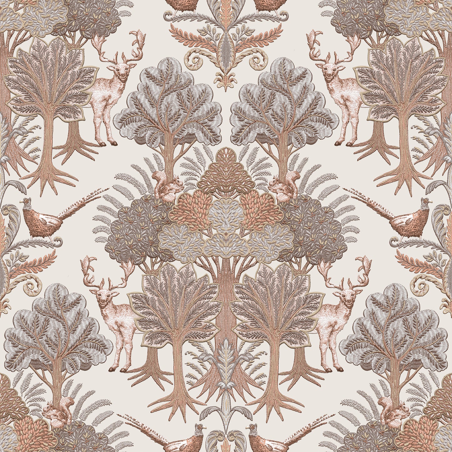 VEER DECOR Woodland Tapestry Beige Wallpaper Animals Transitional, Traditional, Contemporary Sage Wallpaper - 8386-AA1