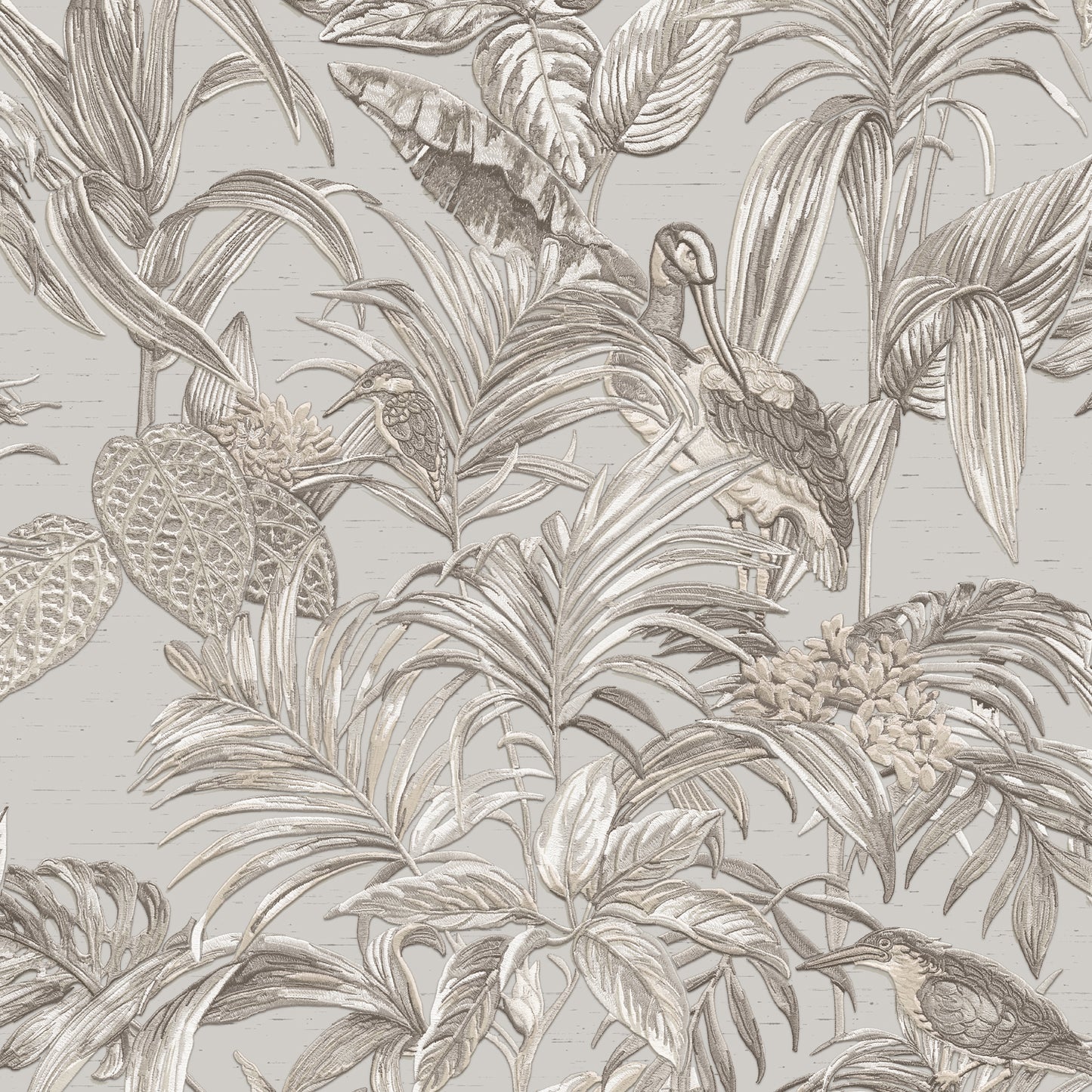VEER DECOR Bird of Paradise Beige Wallpaper Tropical Traditional Beige Wallpaper - 8387-AA6