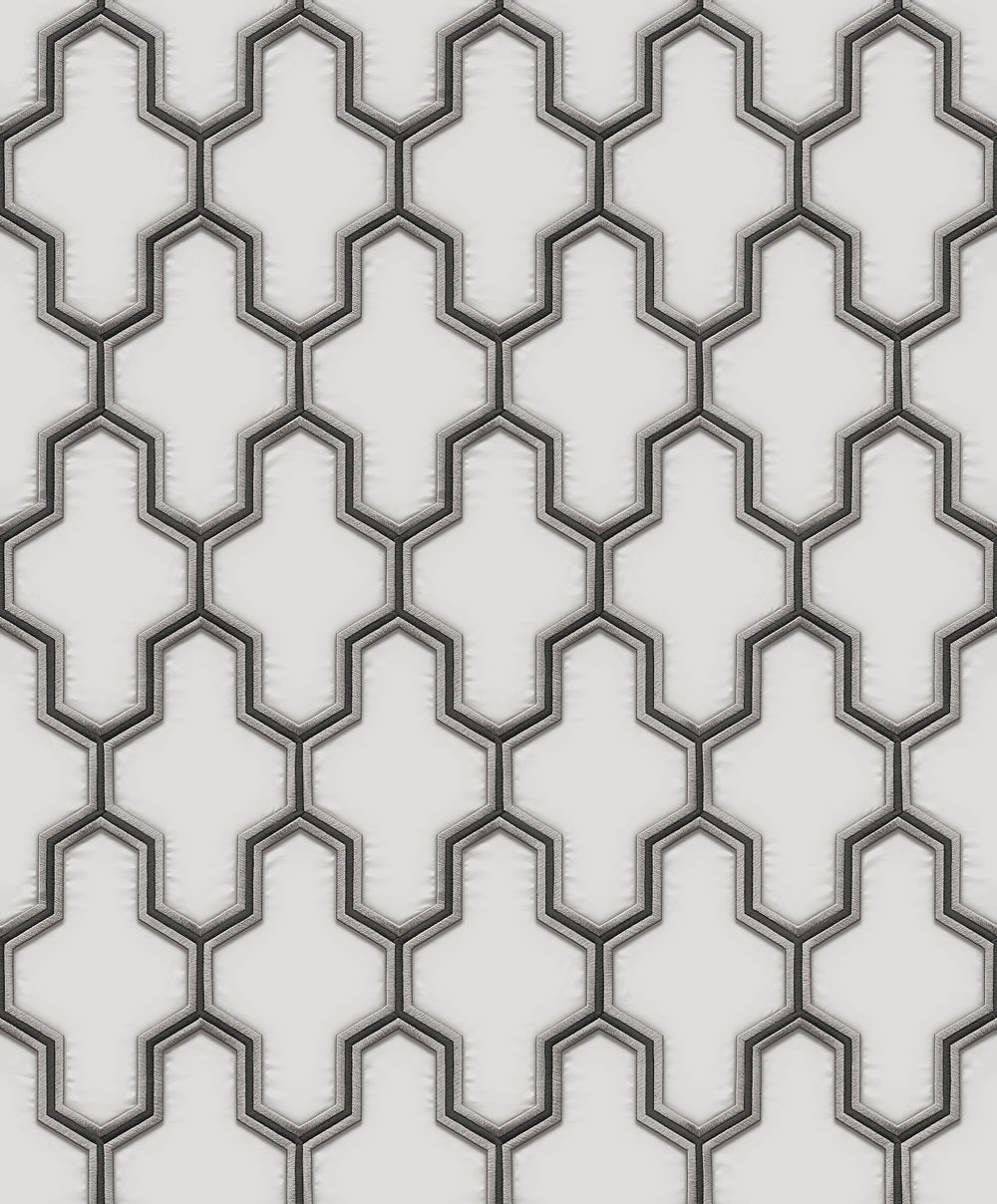 VEER DECOR Geometric Silk White Wallpaper Geometrics Traditional White Wallpaper - 8387-AG1