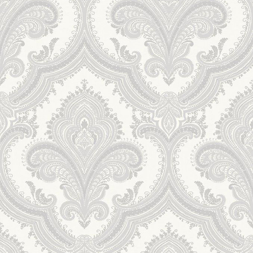 VEER DECOR Traditional Damask Silver Wallpaper Damasks Traditional Silver Wallpaper - 8387-AL1