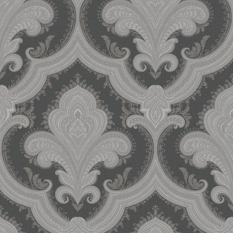 VEER DECOR Traditional Damask Black Wallpaper Damasks Traditional Black Wallpaper - 8387-AL3