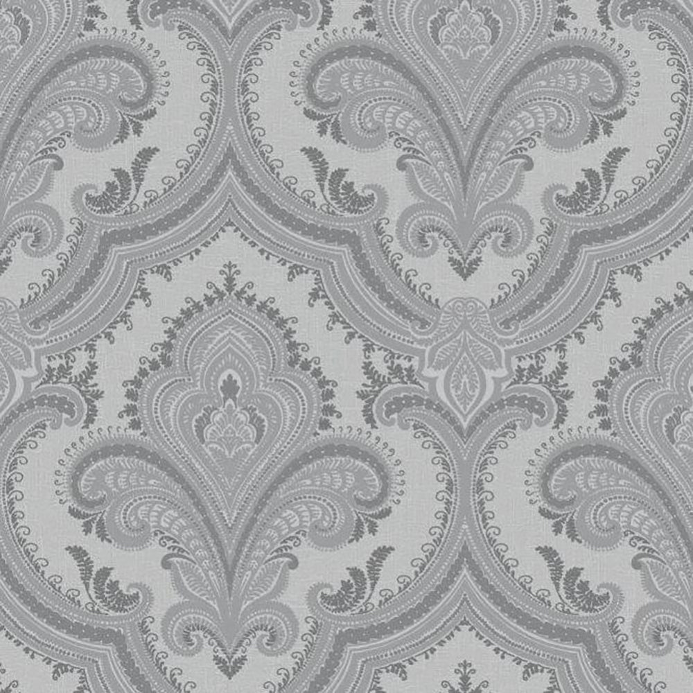 VEER DECOR Traditional Damask Gray Wallpaper Damasks Traditional Grey Wallpaper - 8387-AL4