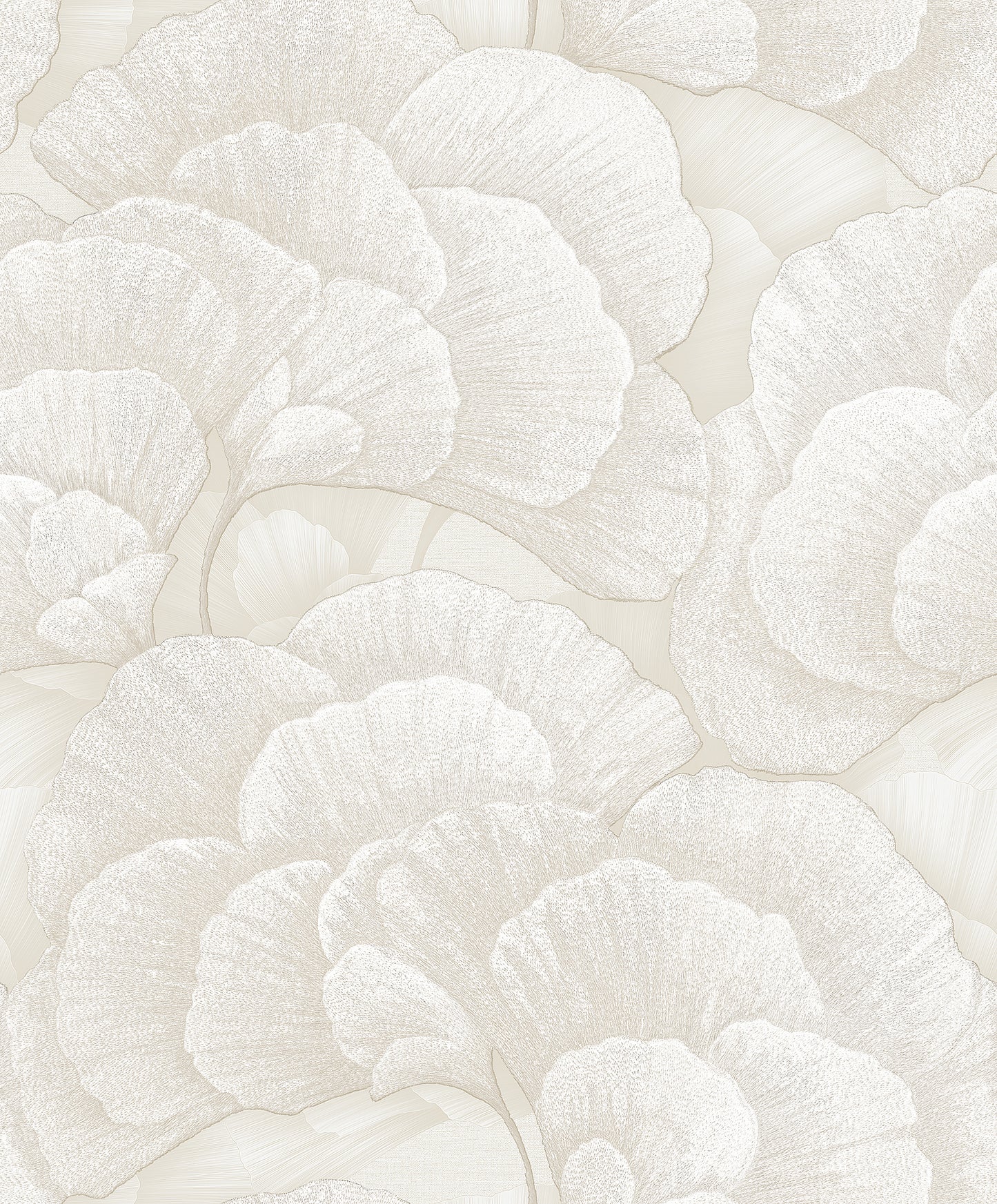 VEER DECOR Embroidered Ginkgo White Wallpaper Nature Traditional, Transitional White Wallpaper - 8388-AA1