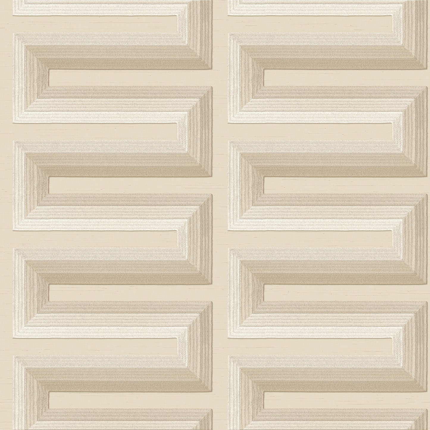 VEER DECOR Embroidered Grecian Key Beige Wallpaper Medallions Traditional, Transitional Beige Wallpaper - 8388-AG2