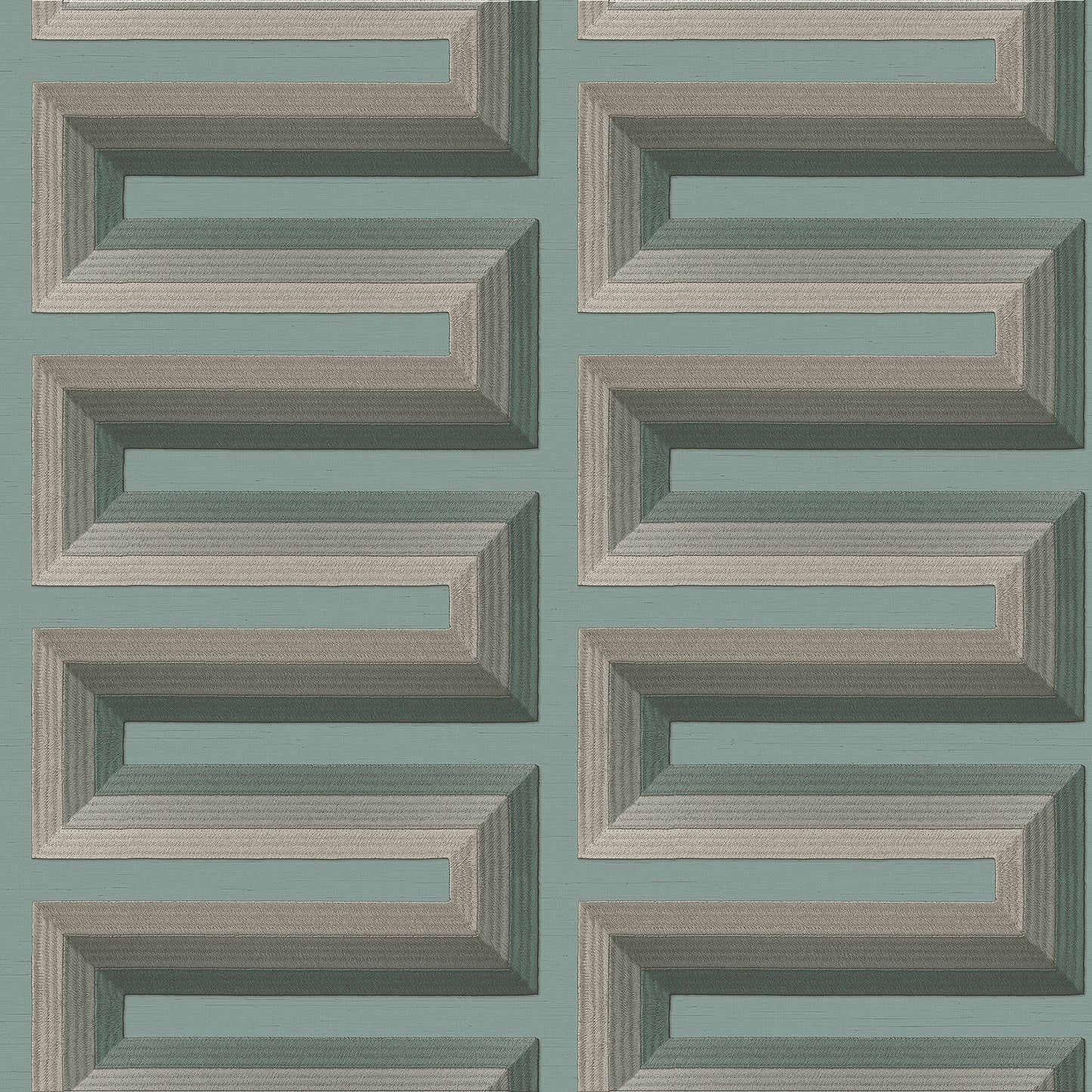 VEER DECOR Embroidered Grecian Key Green Wallpaper Medallions Traditional, Transitional Green Wallpaper - 8388-AG5