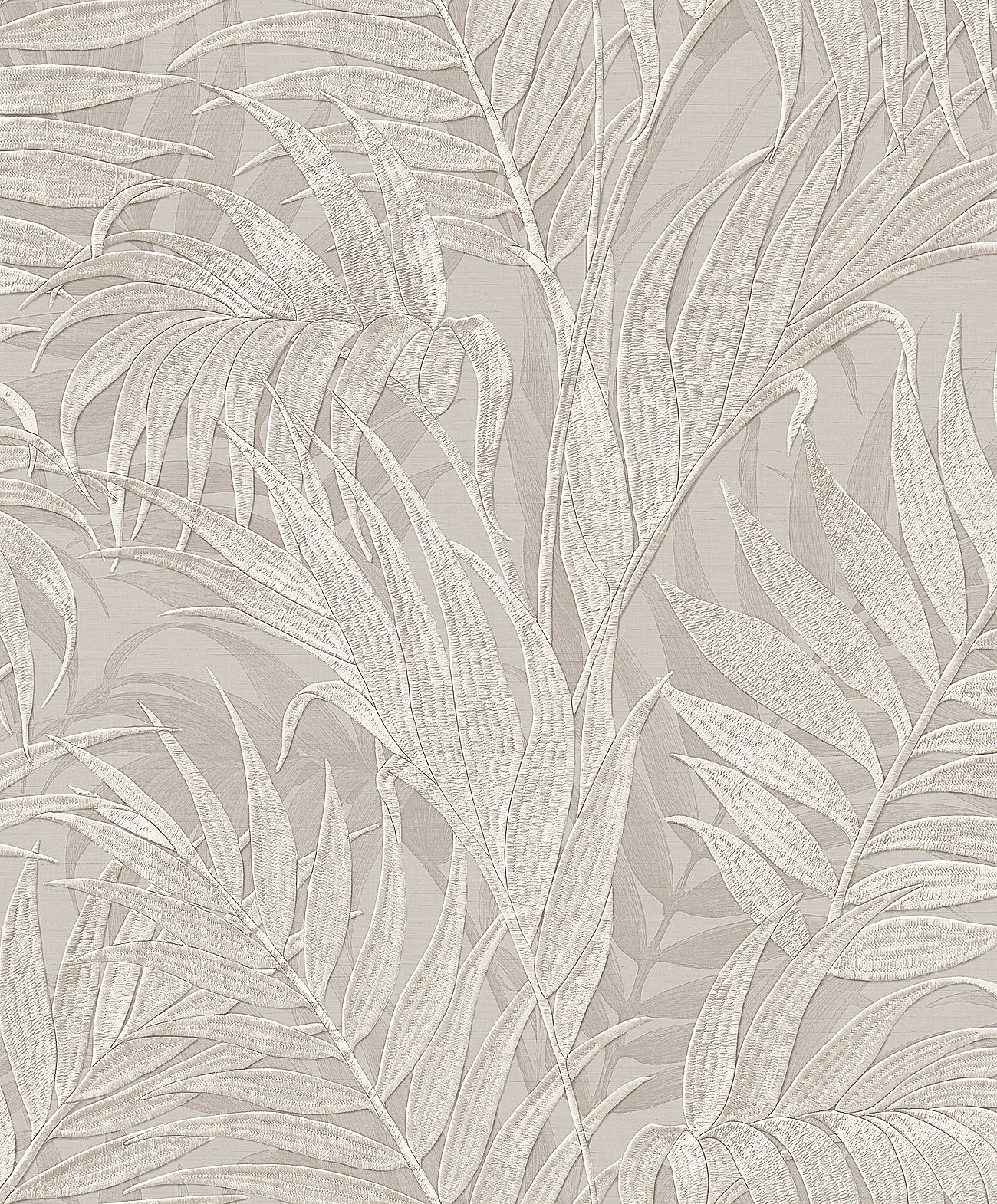 VEER DECOR Embroidered Palm Gray Wallpaper Tropical Tropical, Transitional, Traditional Grey Wallpaper - 8389-AA3