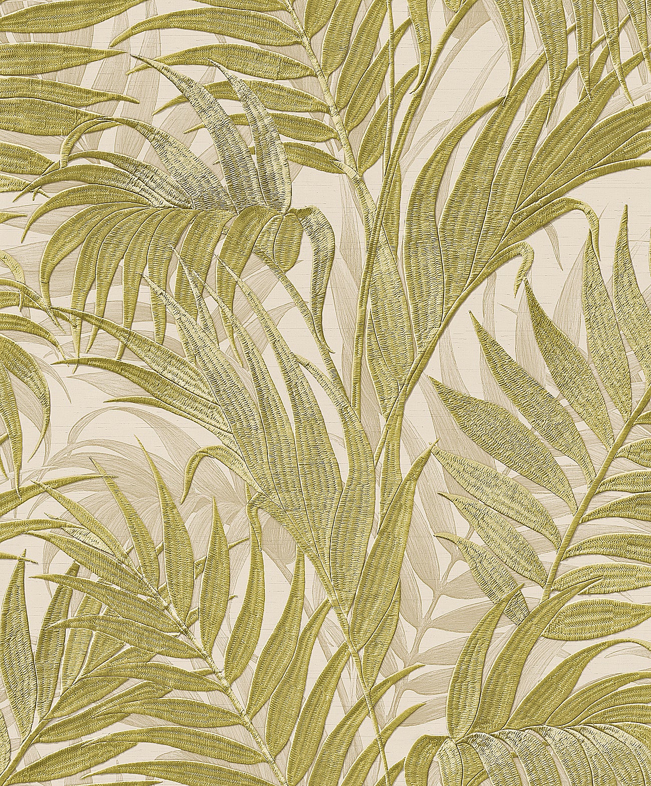 VEER DECOR Embroidered Palm Sage Wallpaper Tropical Tropical, Transitional, Traditional Sage Wallpaper - 8389-AA4