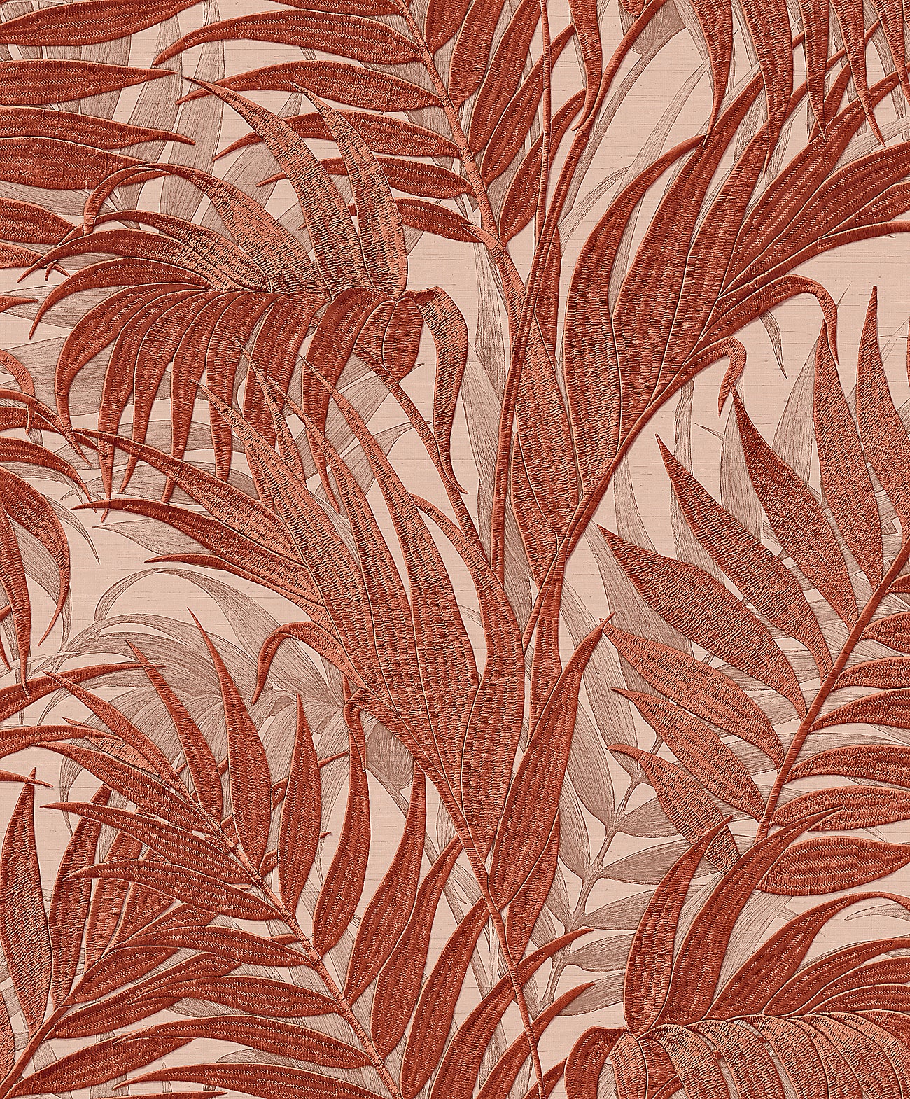 VEER DECOR Embroidered Palm Red Wallpaper Tropical Tropical, Transitional, Traditional Red Wallpaper - 8389-AA7