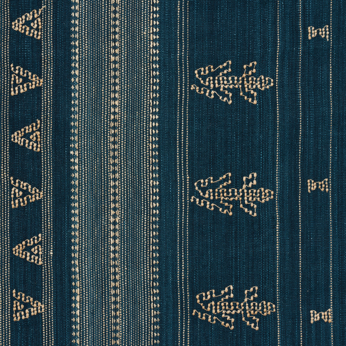 SCHUMACHER PATTERSON FLYNN NIMA EMBROIDERED COTTON LINEN WOVEN WOVEN INDIGO - 84060