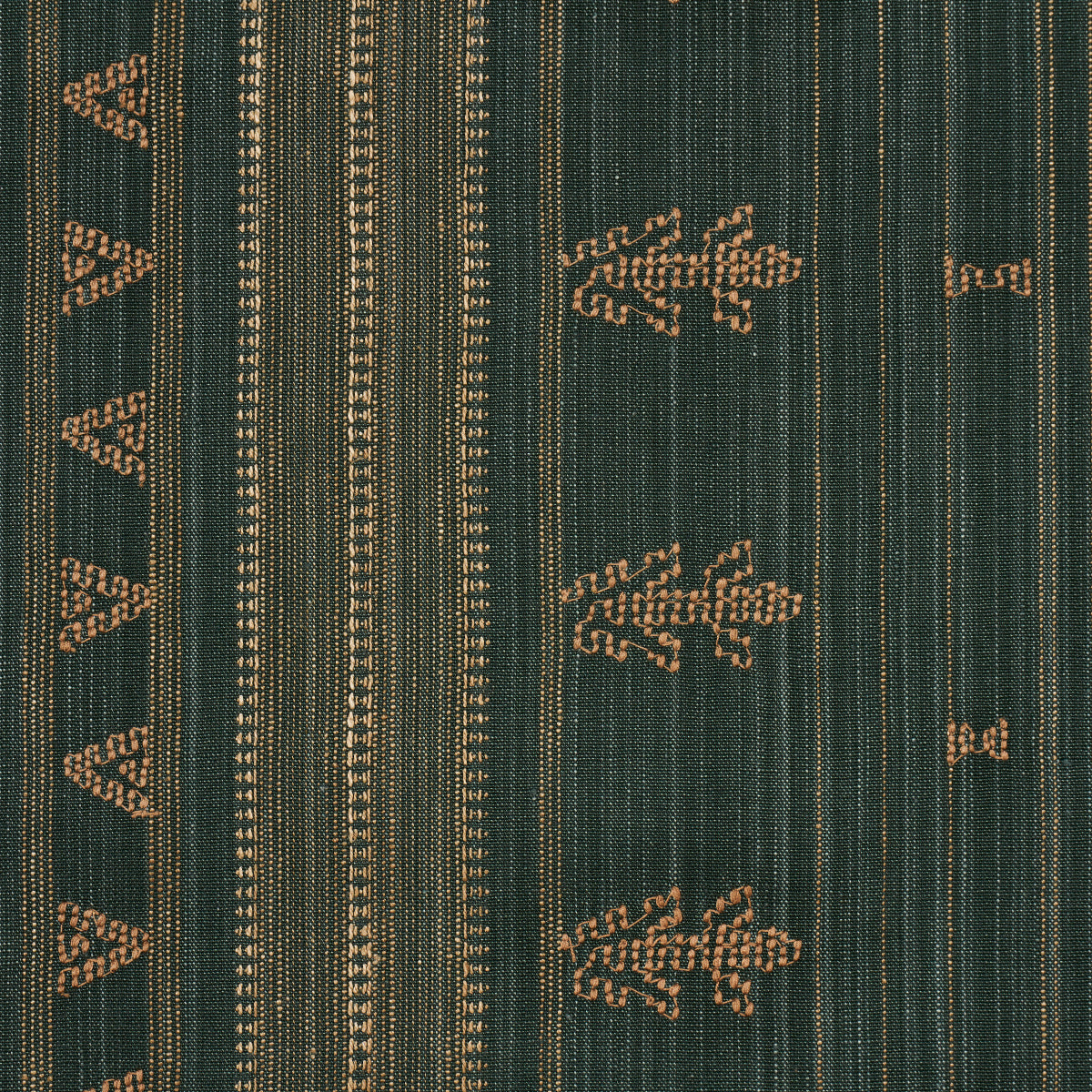 SCHUMACHER PATTERSON FLYNN NIMA EMBROIDERED COTTON LINEN WOVEN WOVEN JUNGLE GREEN - 84061