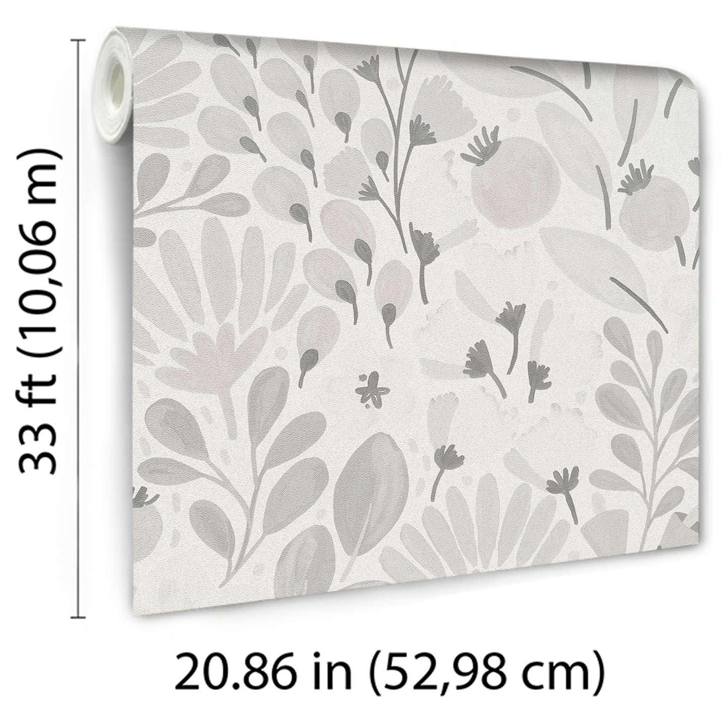VEER DECOR Poetic Garden Gray Wallpaper Floral Transitional Gray Wallpaper - 8411-VRTR-AB4