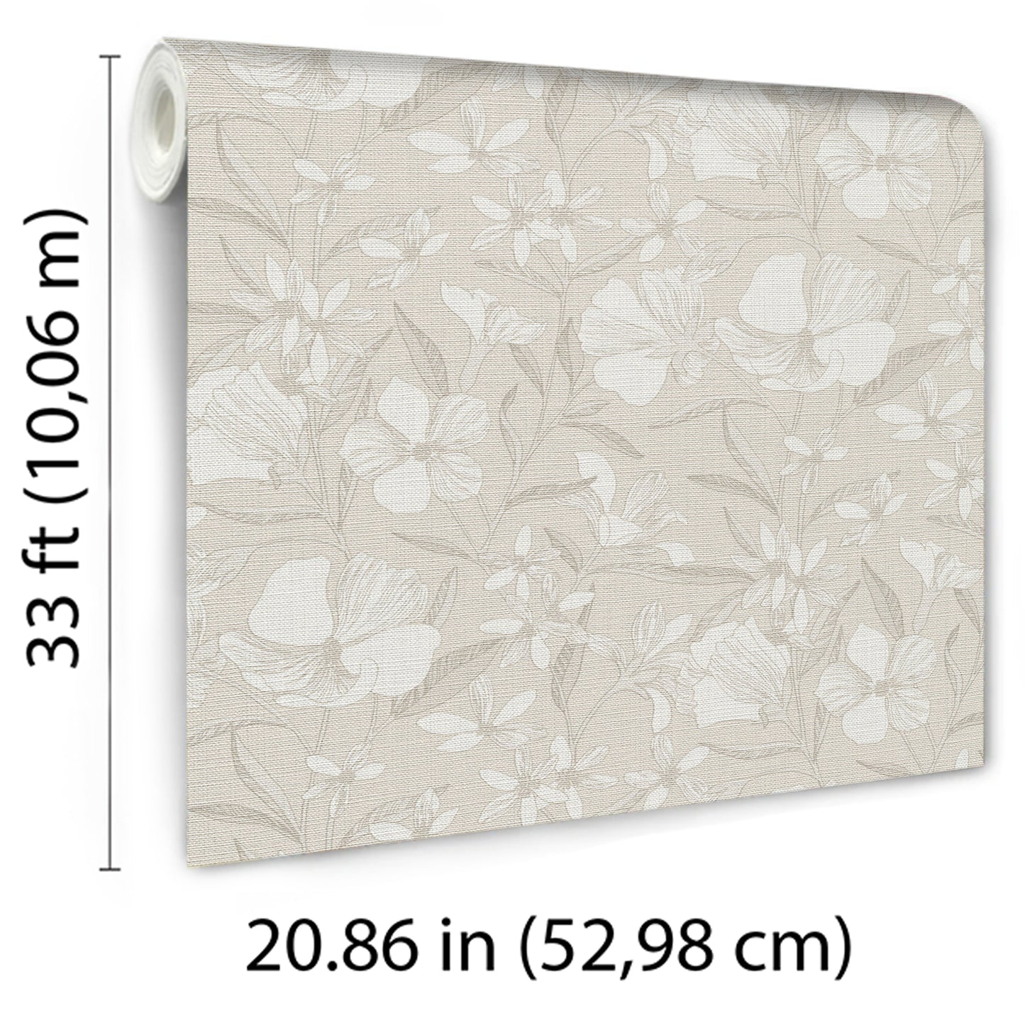 VEER DECOR Floral Breeze Beige Wallpaper Floral Transitional Beige Wallpaper - 8411-VRTR-AC5