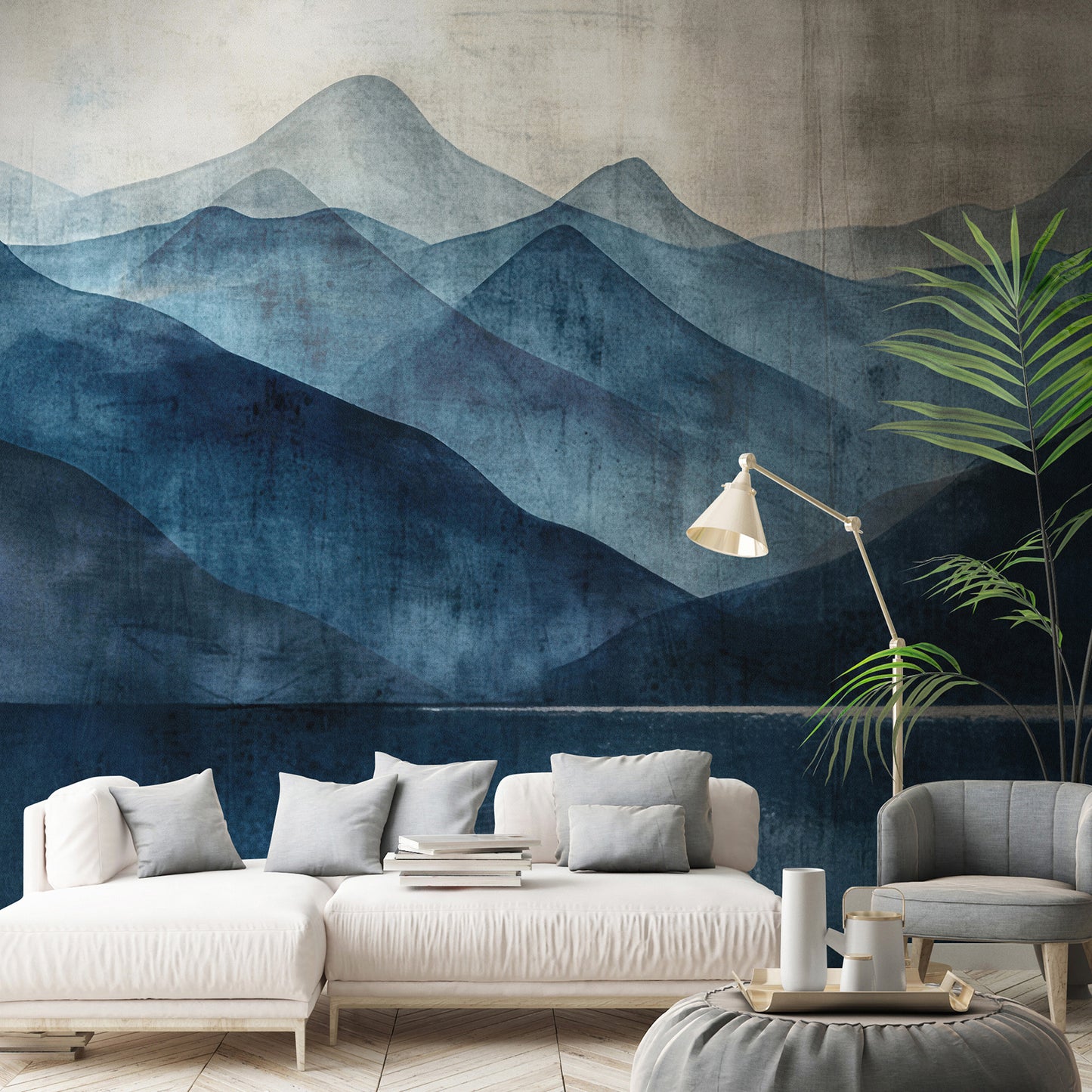 VEER DECOR Indigo Silence Blue Wall Mural Landscape;,Nature Transitional Blue Wallpaper - 8412-VRAED-AA